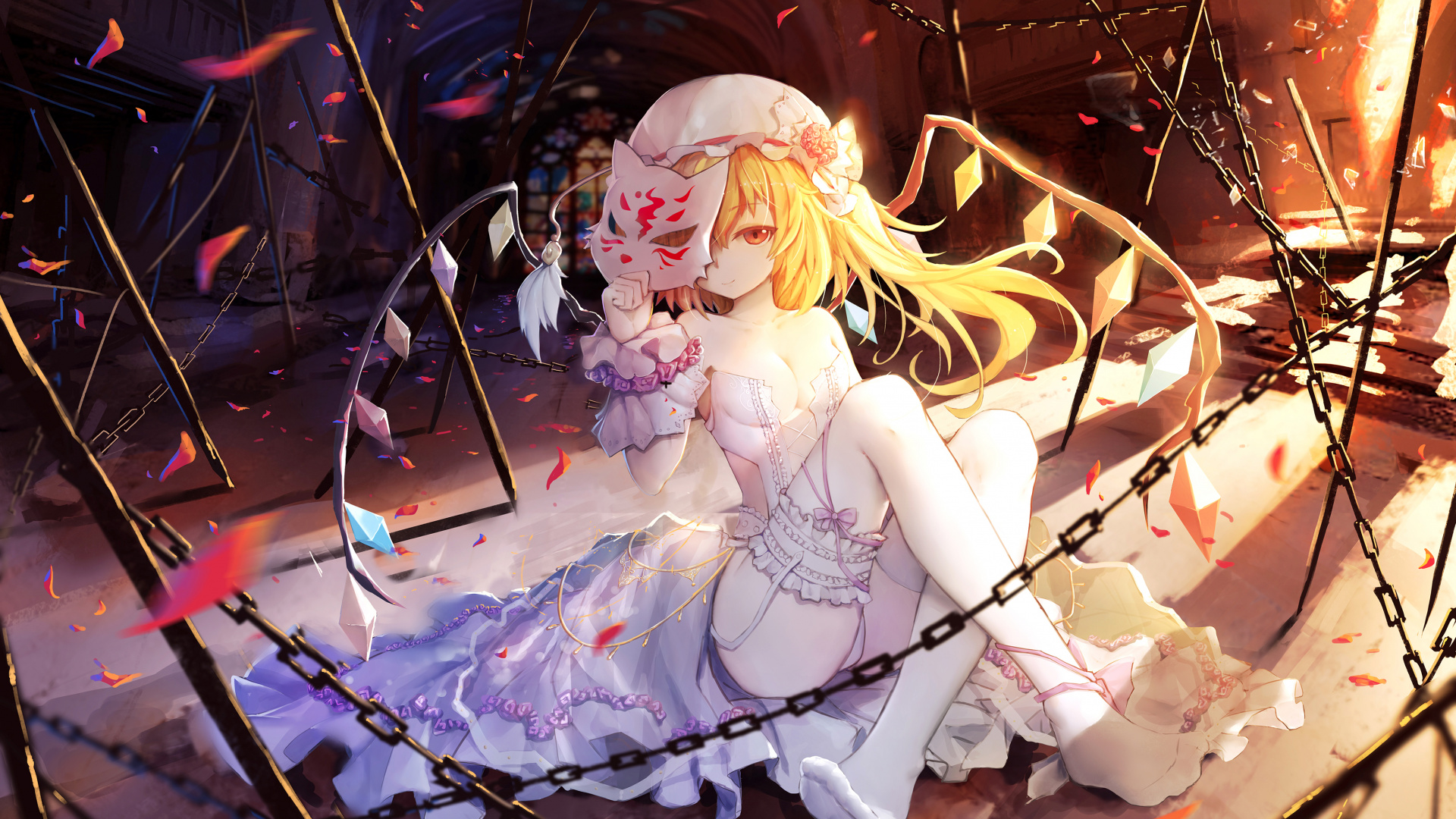 Flandre Scarlet, Touhou, Anime Girl, Wedding Dress, - Girl Anime Wallpaper Phone 4k - HD Wallpaper 