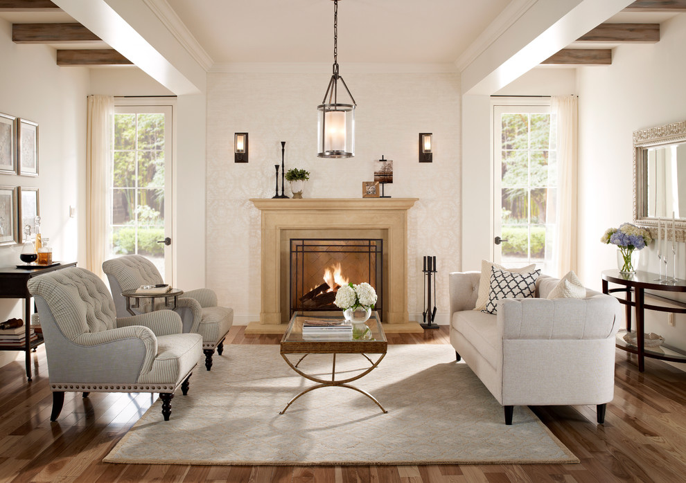 Elegant Replacement Lamp Shades In Living Room Transitional - Wall Sconces By Fireplace - HD Wallpaper 