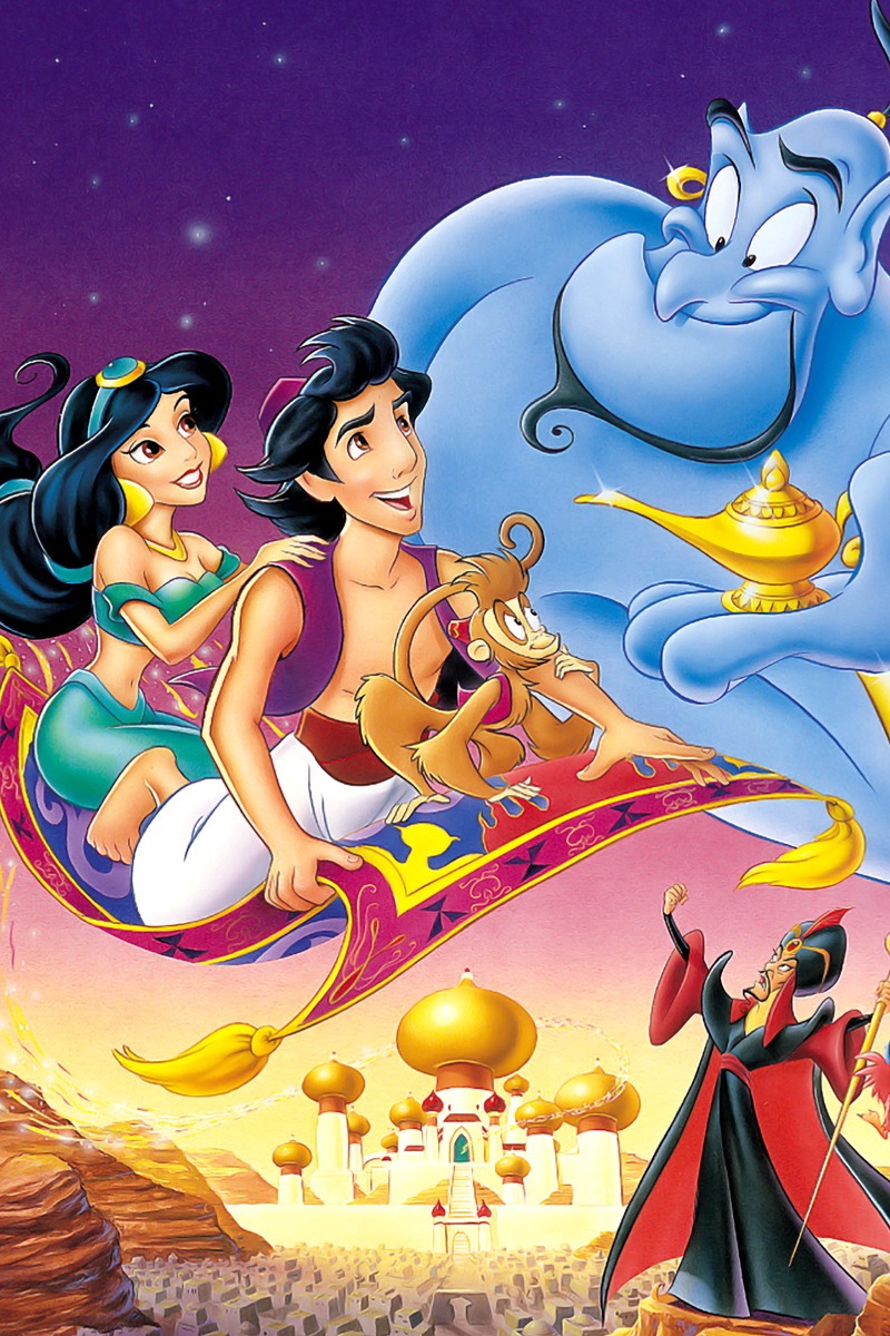 Wallpaper Aladdin, Jasmine, Genie - Aladdin Genie And Jasmine - HD Wallpaper 