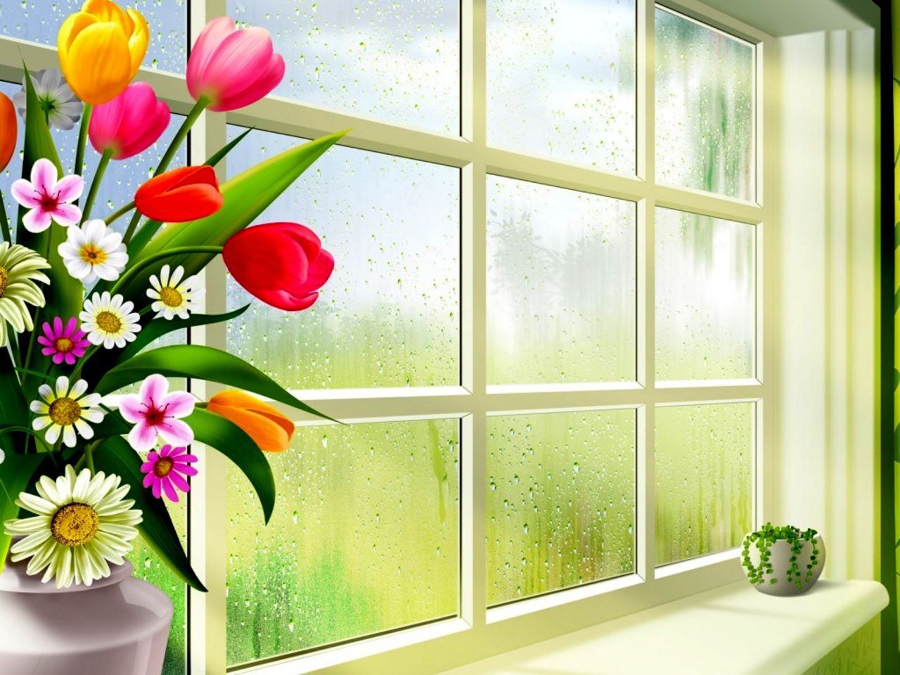 Rainy Day Wallpaper - Flower Wallpaper Of Rainy Day - HD Wallpaper 