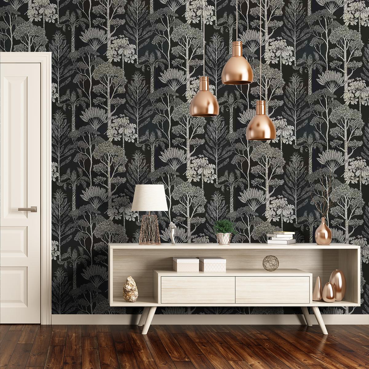 Trees Wallpaper Ferm Living Petrol 100237-676 Ferm - Feather Fan Cole And Son - HD Wallpaper 