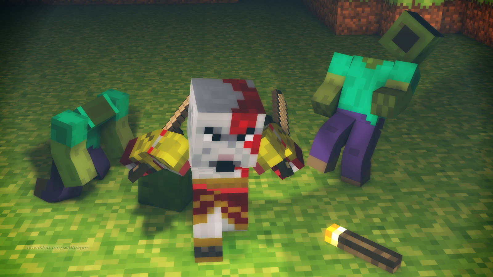 Nova Skin - Minecraft Killing A Zombie - HD Wallpaper 