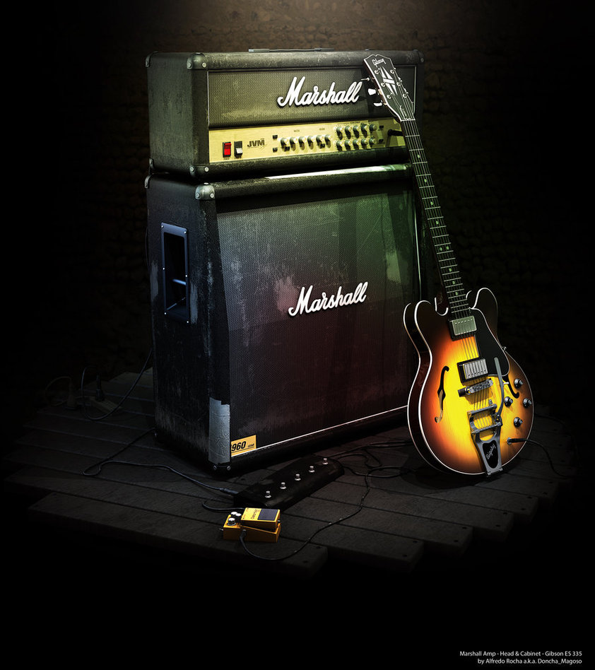 Guitar And Amp - HD Wallpaper 