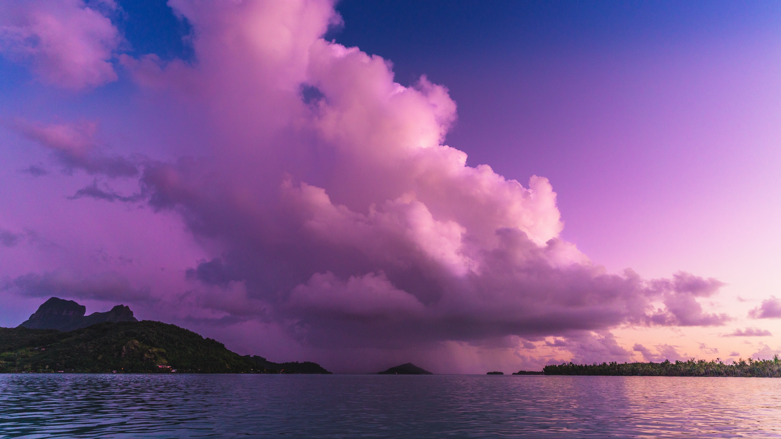 Wallpaper Ocean, Rocks, Island, Bora Bora, French Polynesia - Bora Bora Macbook Wallpaper Pink - HD Wallpaper 