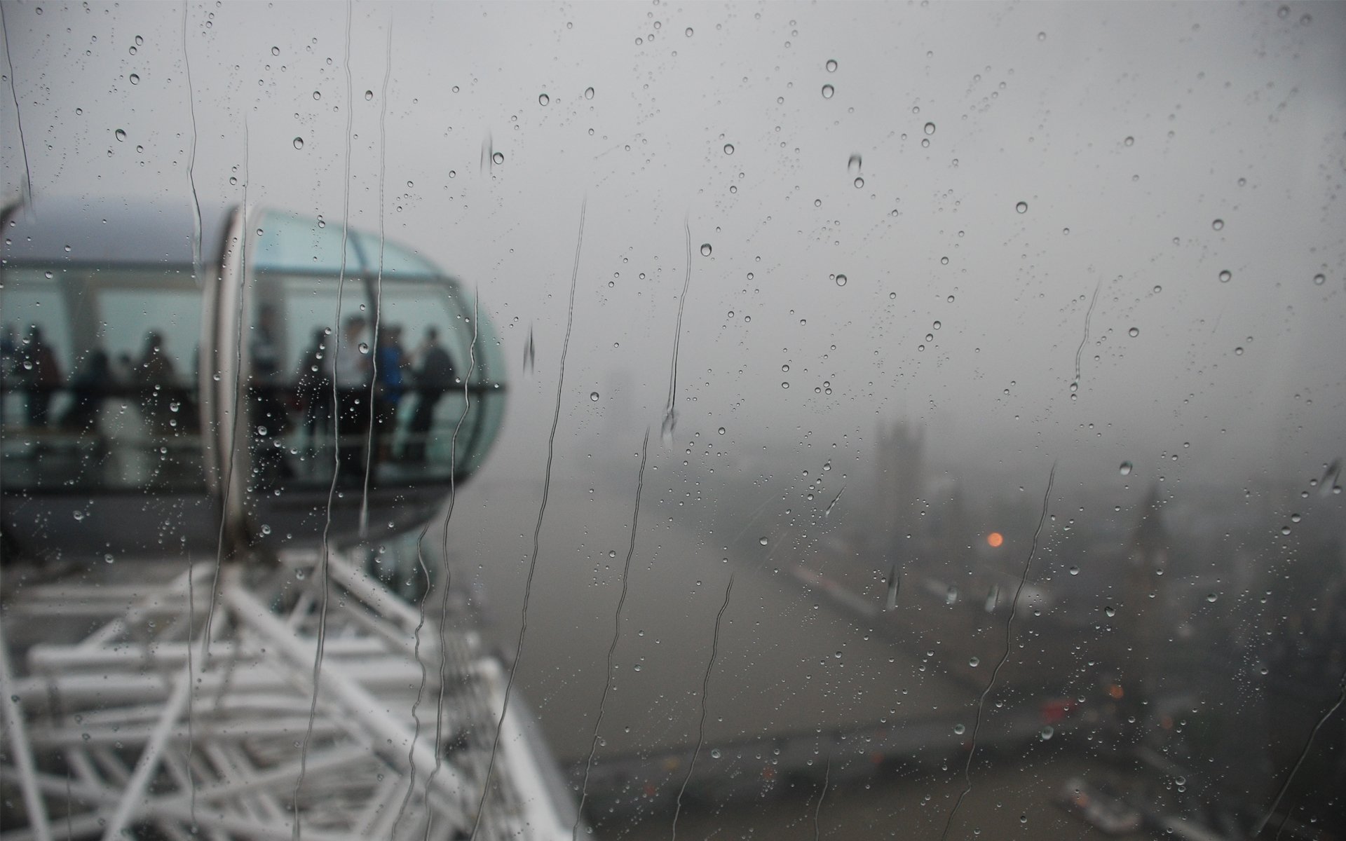London Eye In The Rain - HD Wallpaper 