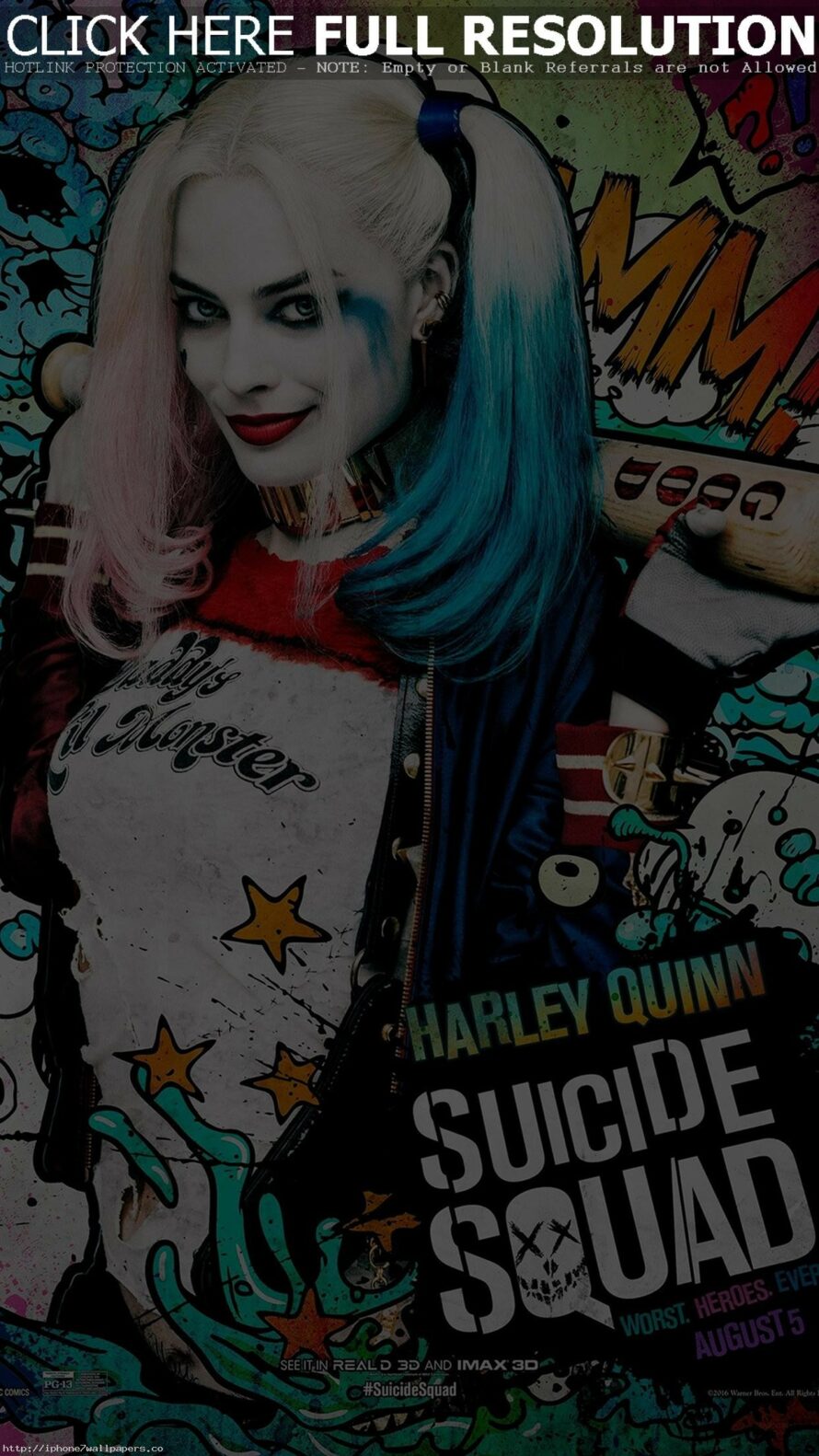 Elegant Joker 3d Wallpaper For Iphone - Suicide Squad Movie Poster Harley  Quinn - 890x1582 Wallpaper 