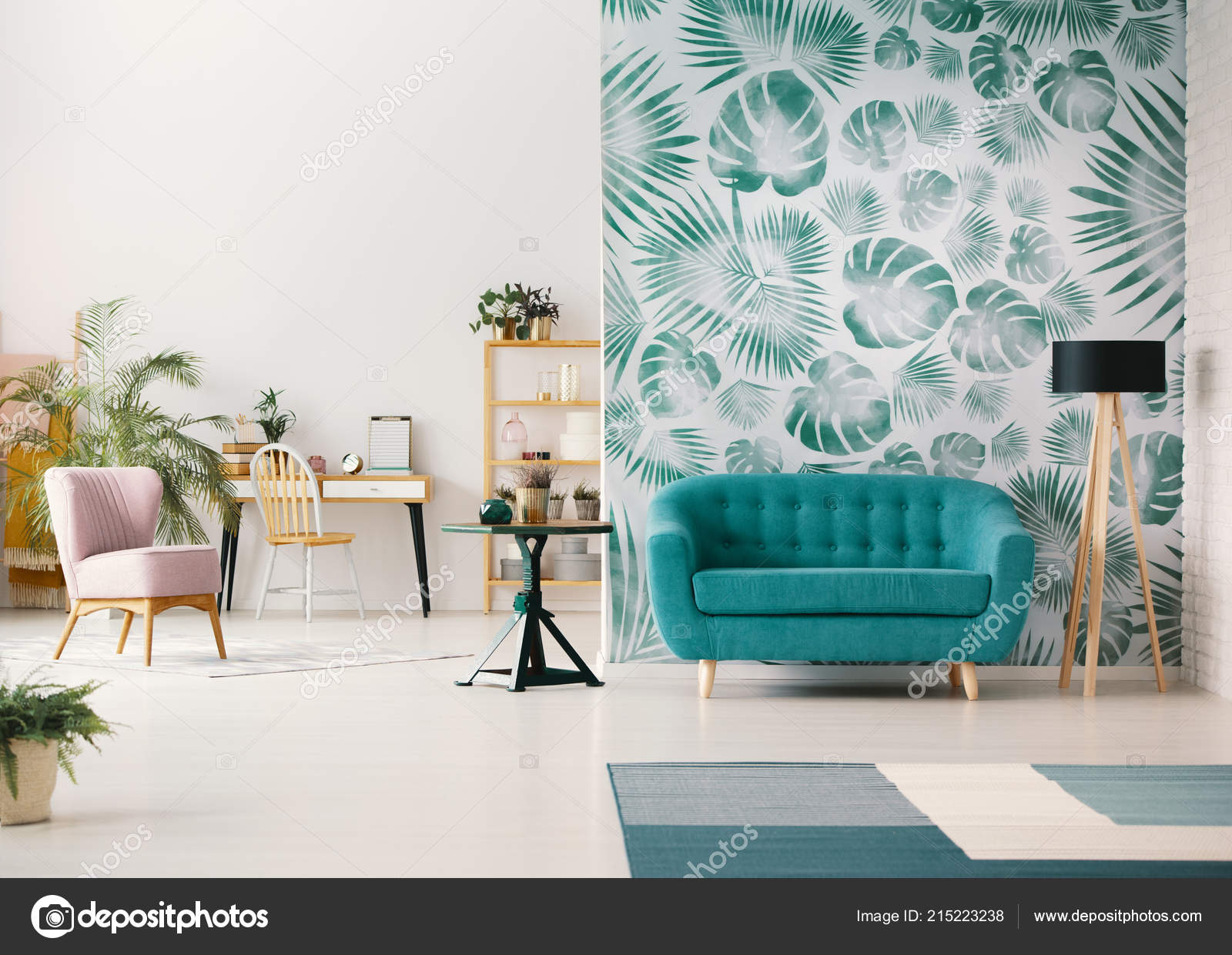 Papel Pintado Salon Turquesa - HD Wallpaper 