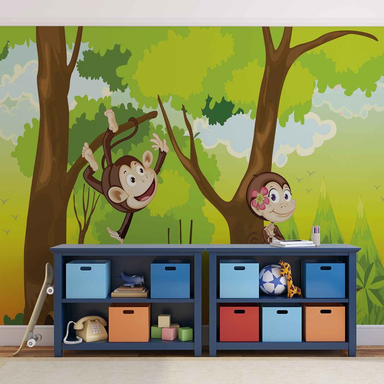 Monkeys Boys Bedroom Wallpaper Mural - Tapeta W Samoloty Dla Chłopca - HD Wallpaper 
