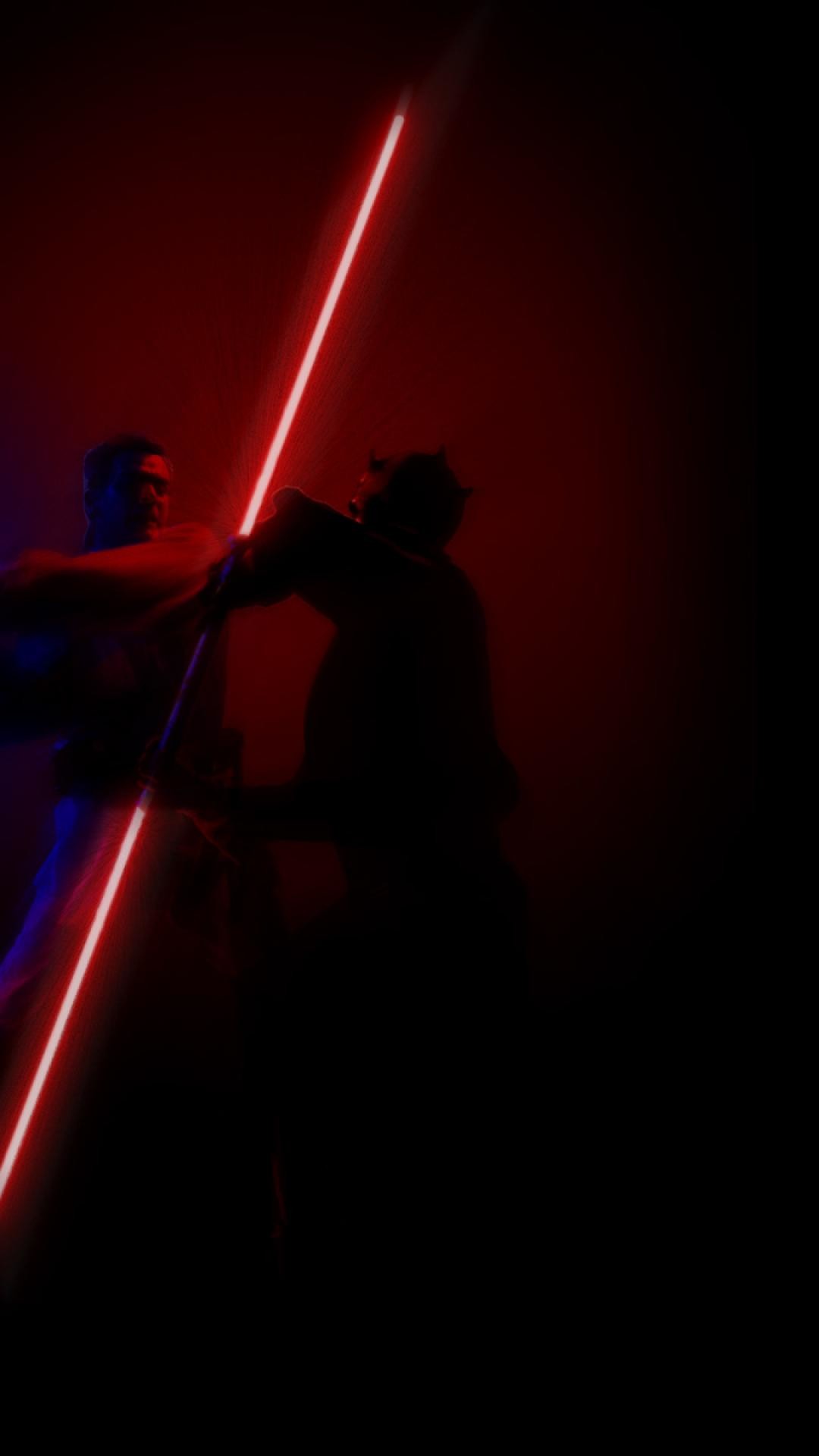 Star Wars Fight Darth Maul Lightsabers Obi Wan Kenobi - Darth Maul Wallpaper Iphone - HD Wallpaper 