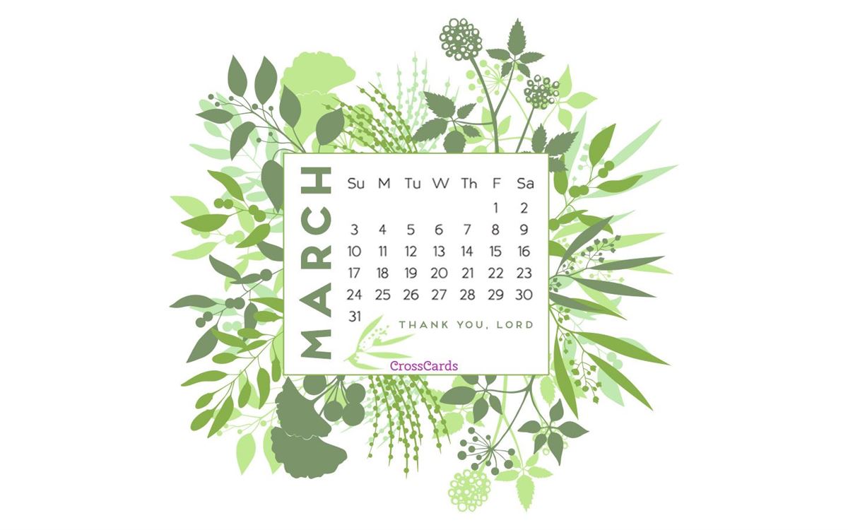 March 2019 - Greenery - March 2019 Desktop Calendar - HD Wallpaper 
