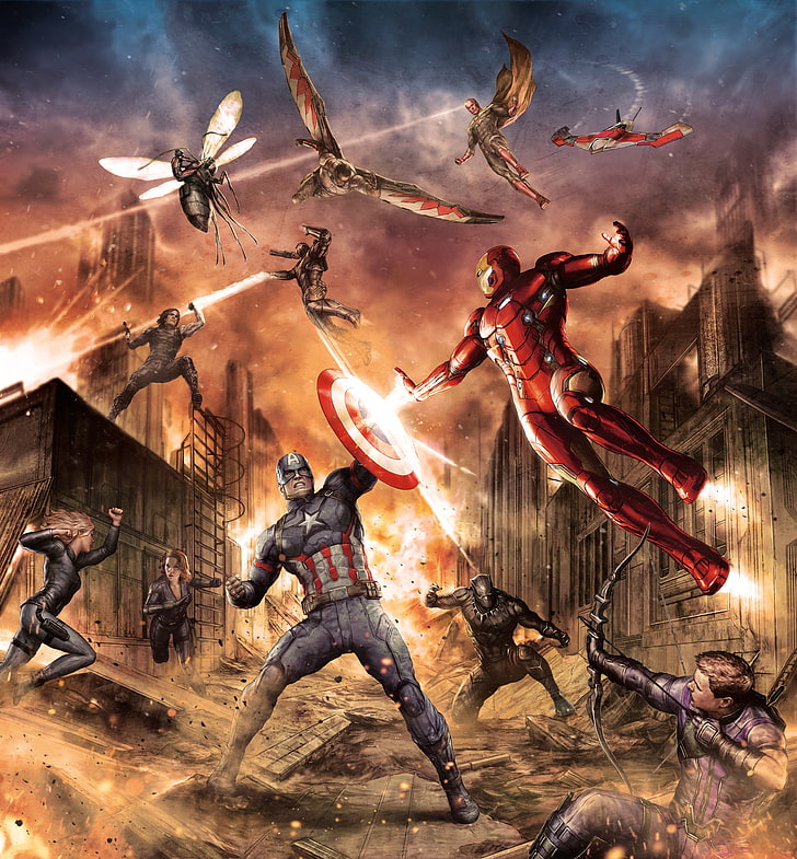 Iron Man, Captain America, Fight, Marvel, Concept Art, - Civil War Art Marvel - HD Wallpaper 