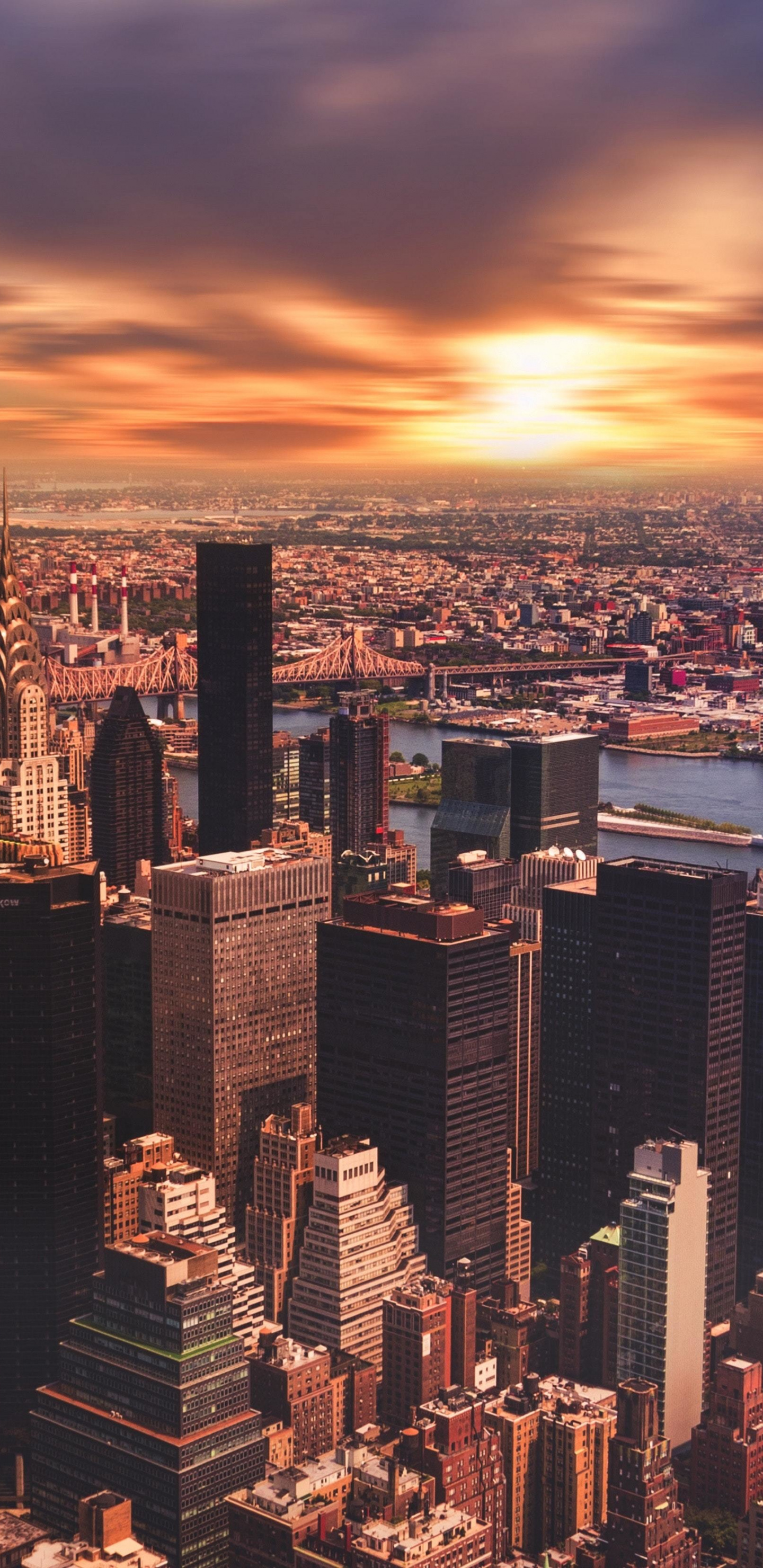 New York, Skysrapers, Cityscape, Sunset, Clouds, Wallpaper - New York City - HD Wallpaper 