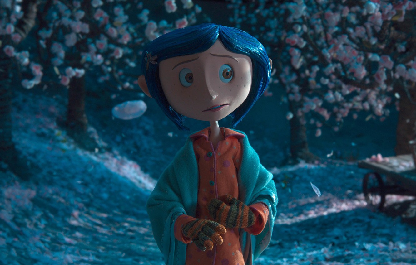 Photo Wallpaper Night, Cartoon, Garden, Girl, Scary - Full Hd 4k Coraline - HD Wallpaper 