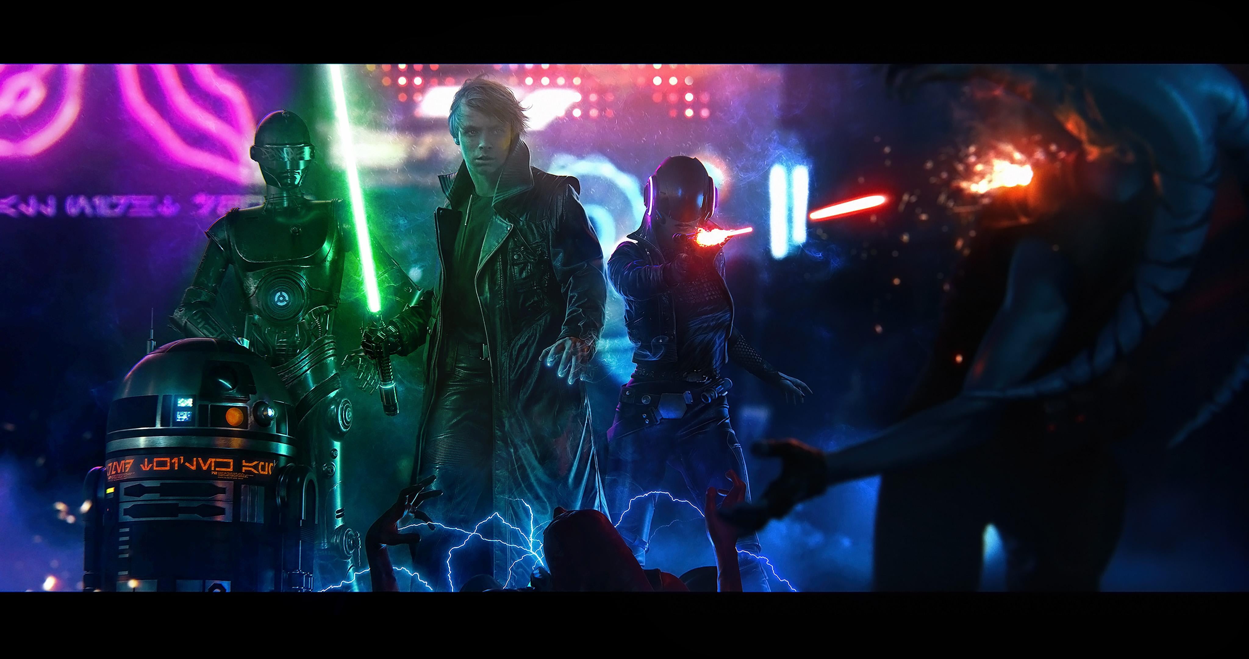 Star Wars Cyberpunk Art - HD Wallpaper 