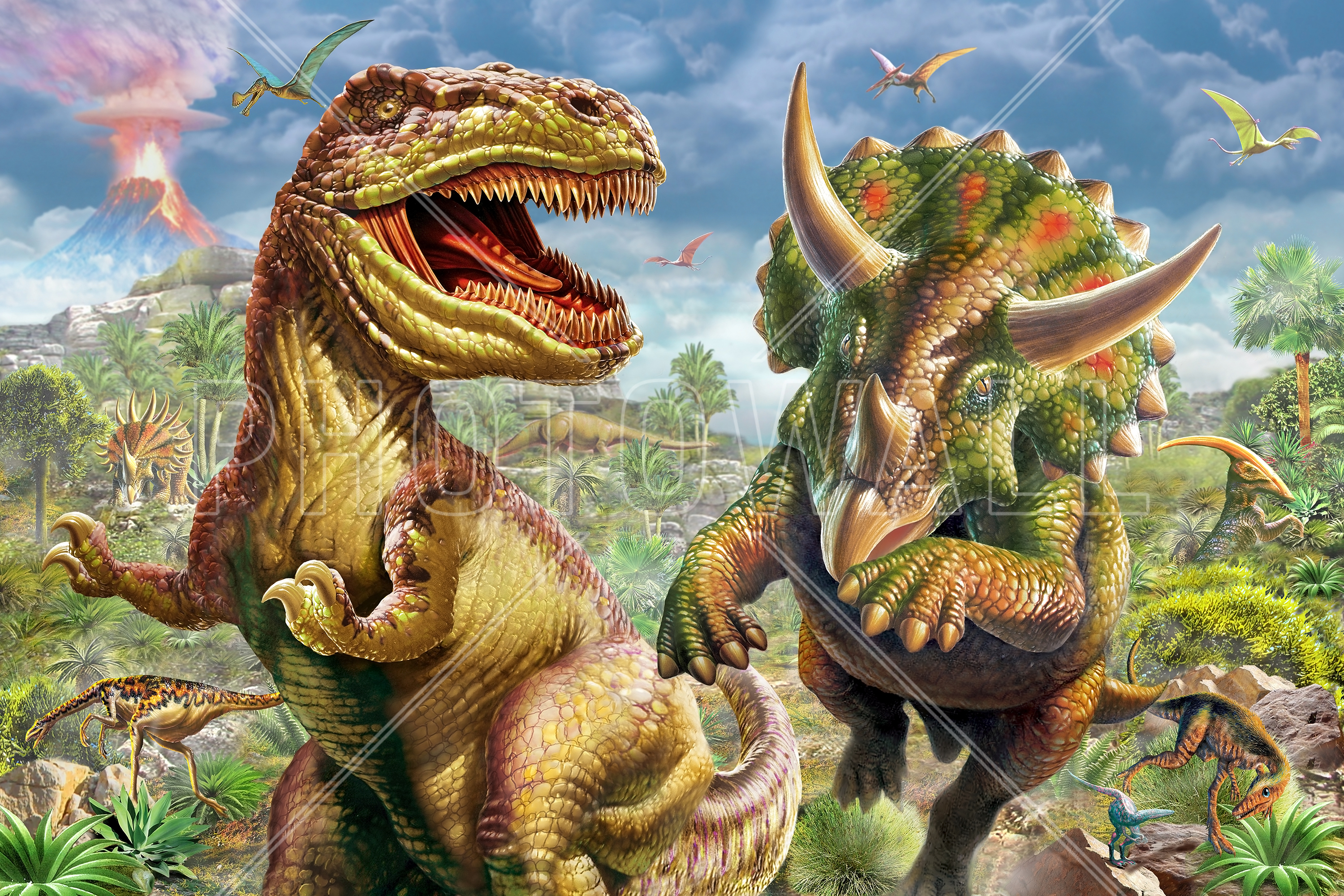 T-rex And Triceratops - T Rex And Triceratops - HD Wallpaper 
