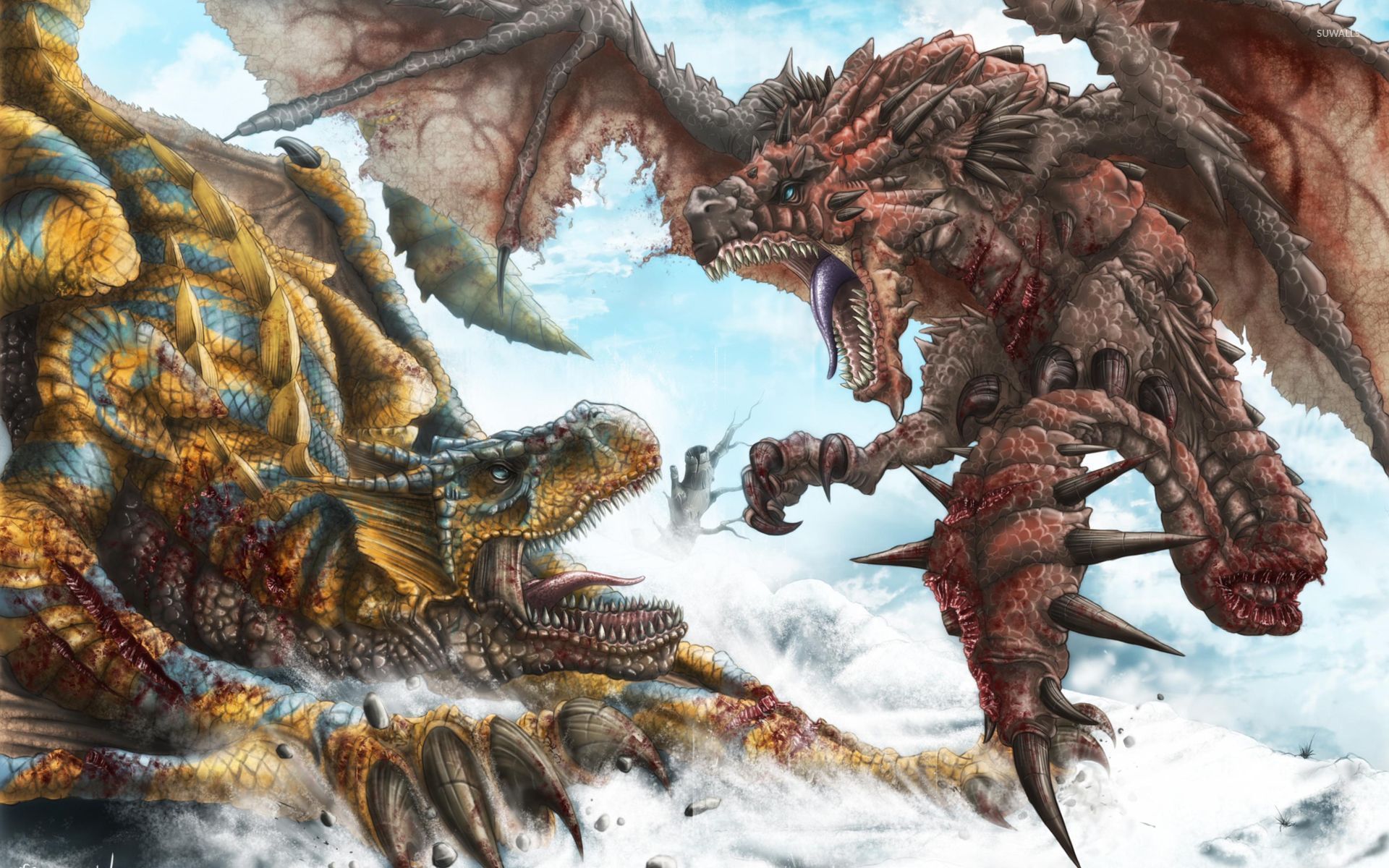 Rathian Monster Hunter World Rathalos - HD Wallpaper 