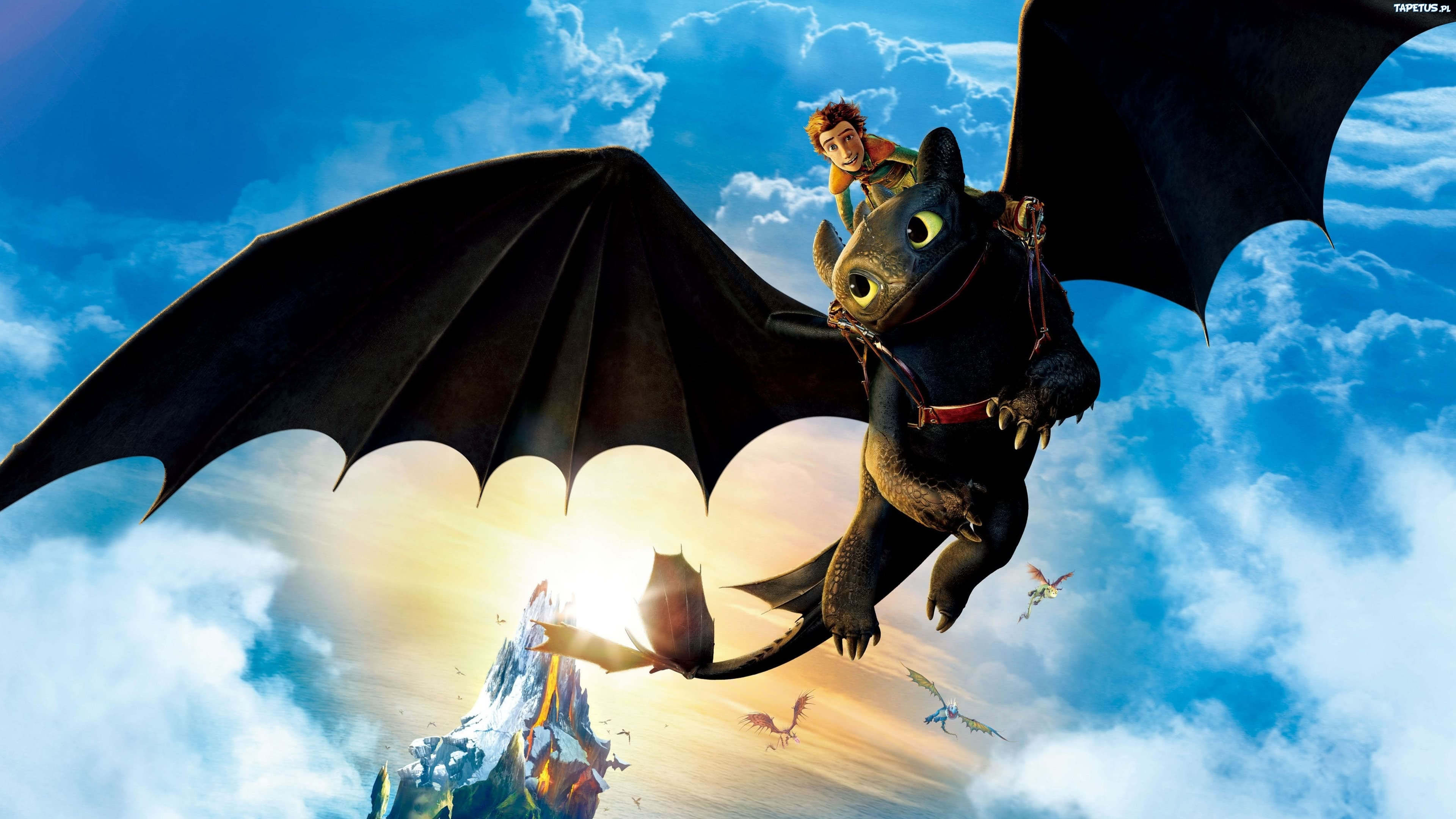How To Train Your Dragon Hiccup Riding Toothless 4k - HD Wallpaper 
