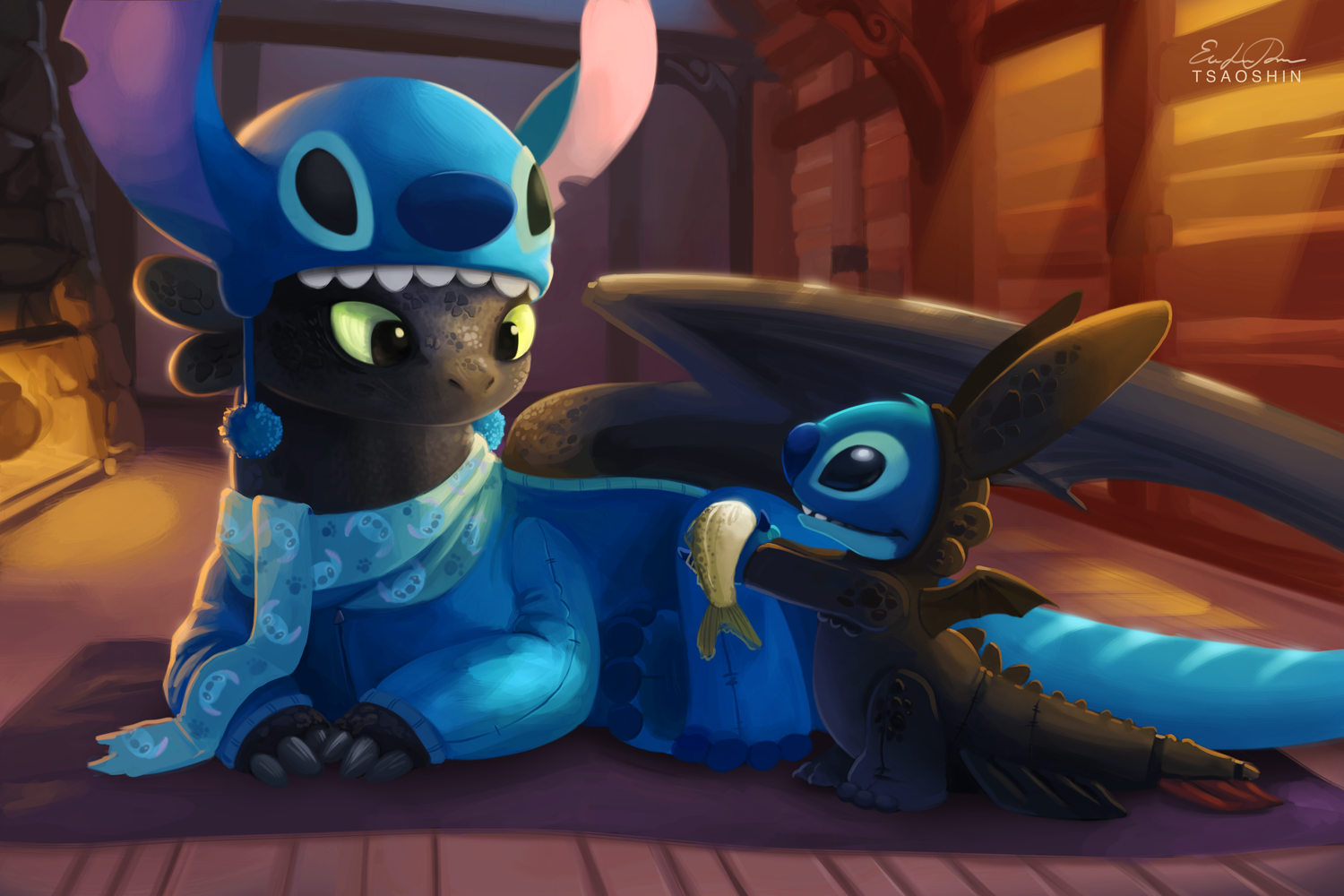 Stitch And Toothless - HD Wallpaper 