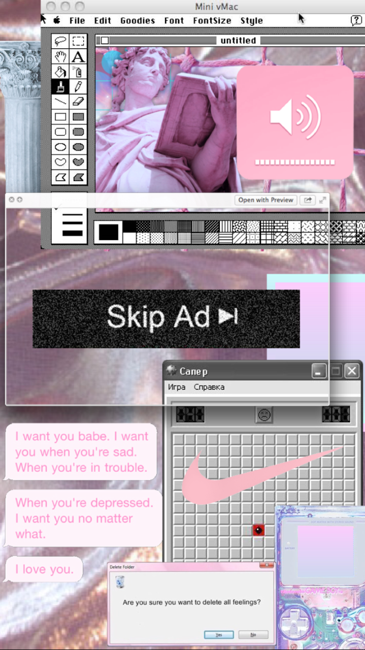 Vaporwave Iphone App - Mac Paint - HD Wallpaper 