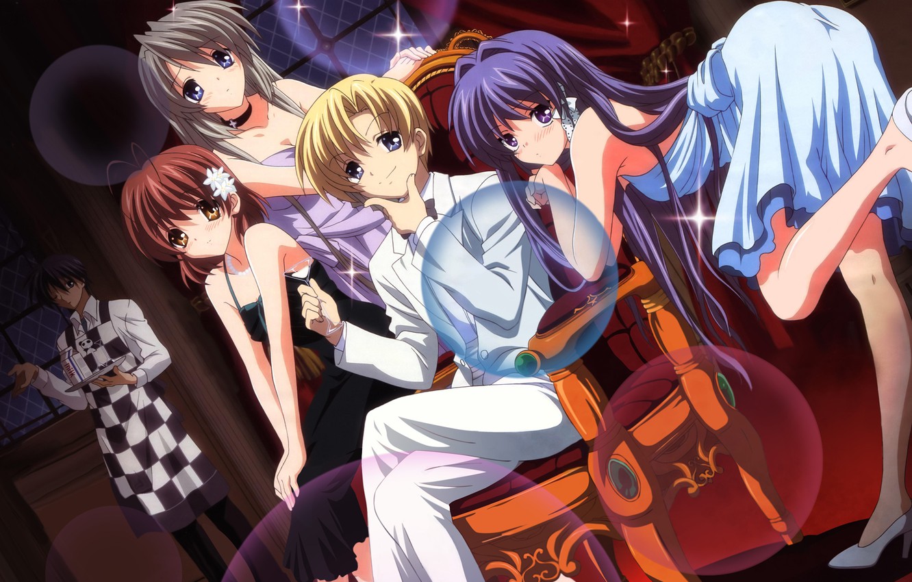 Photo Wallpaper Girls, Party, Clannad, Clannad, Nagisa - Harem Anime Wallpaper Hd - HD Wallpaper 