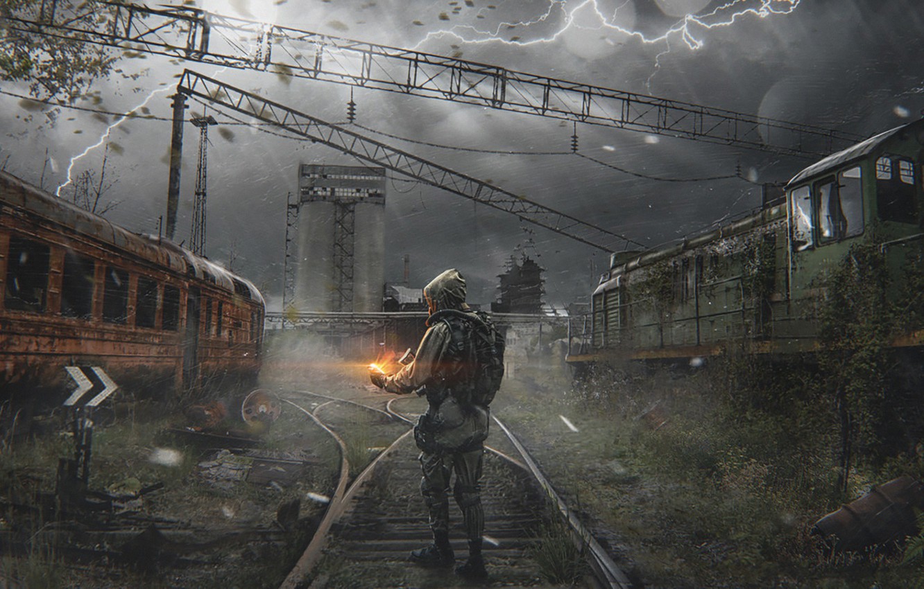 Photo Wallpaper Road, Train, Depot, Stalker, Fan Art, - Stalker 2 - HD Wallpaper 