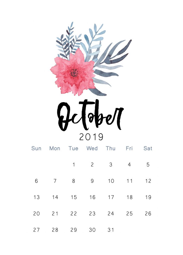 Cute October 2019 Calendar - HD Wallpaper 