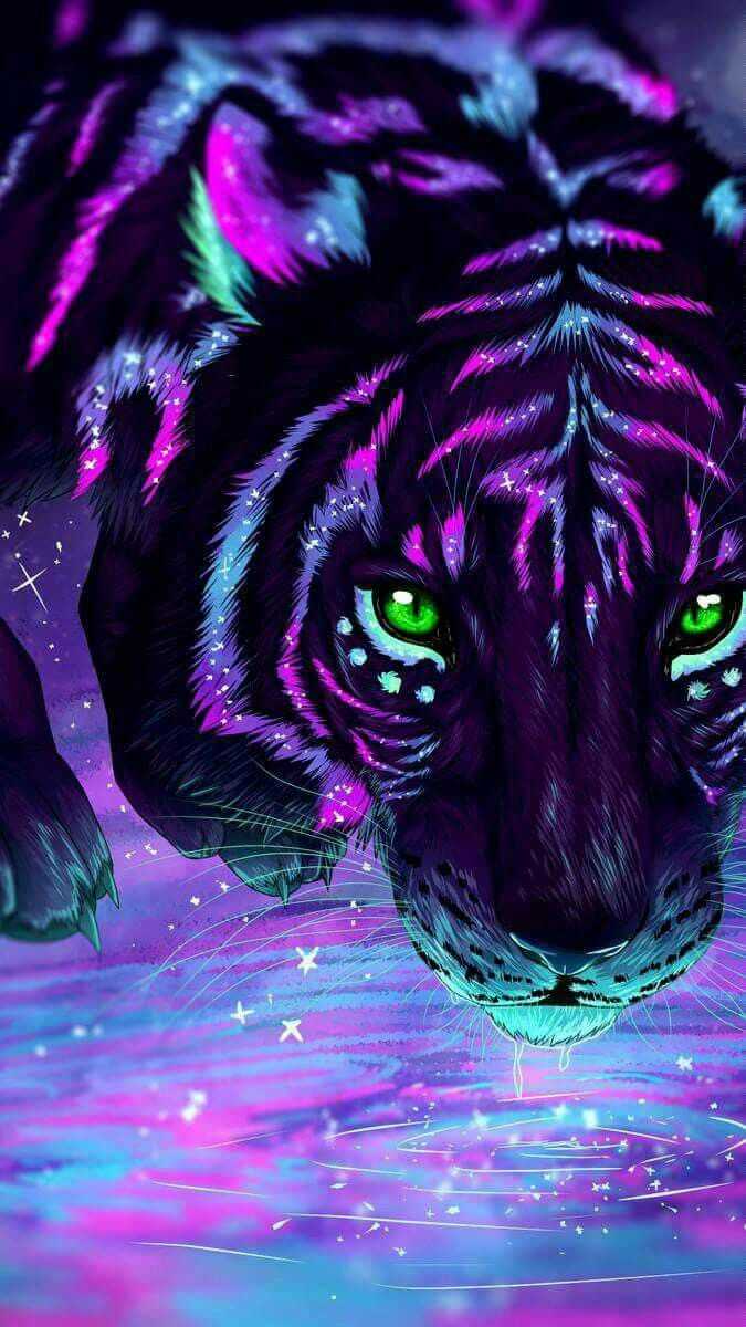 Monster Animals Wallpaper Monster Animals Wallpaper - Neon Tiger - HD Wallpaper 