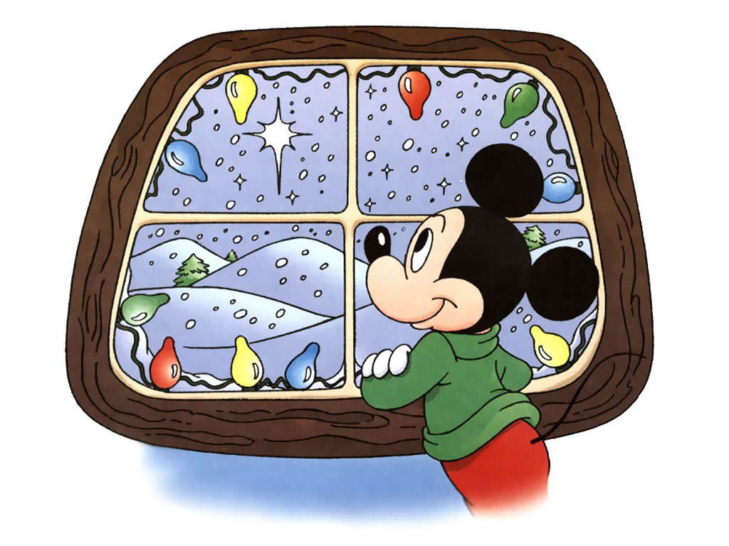 Disney Christmas - Mickey Mouse Winter Wide - HD Wallpaper 