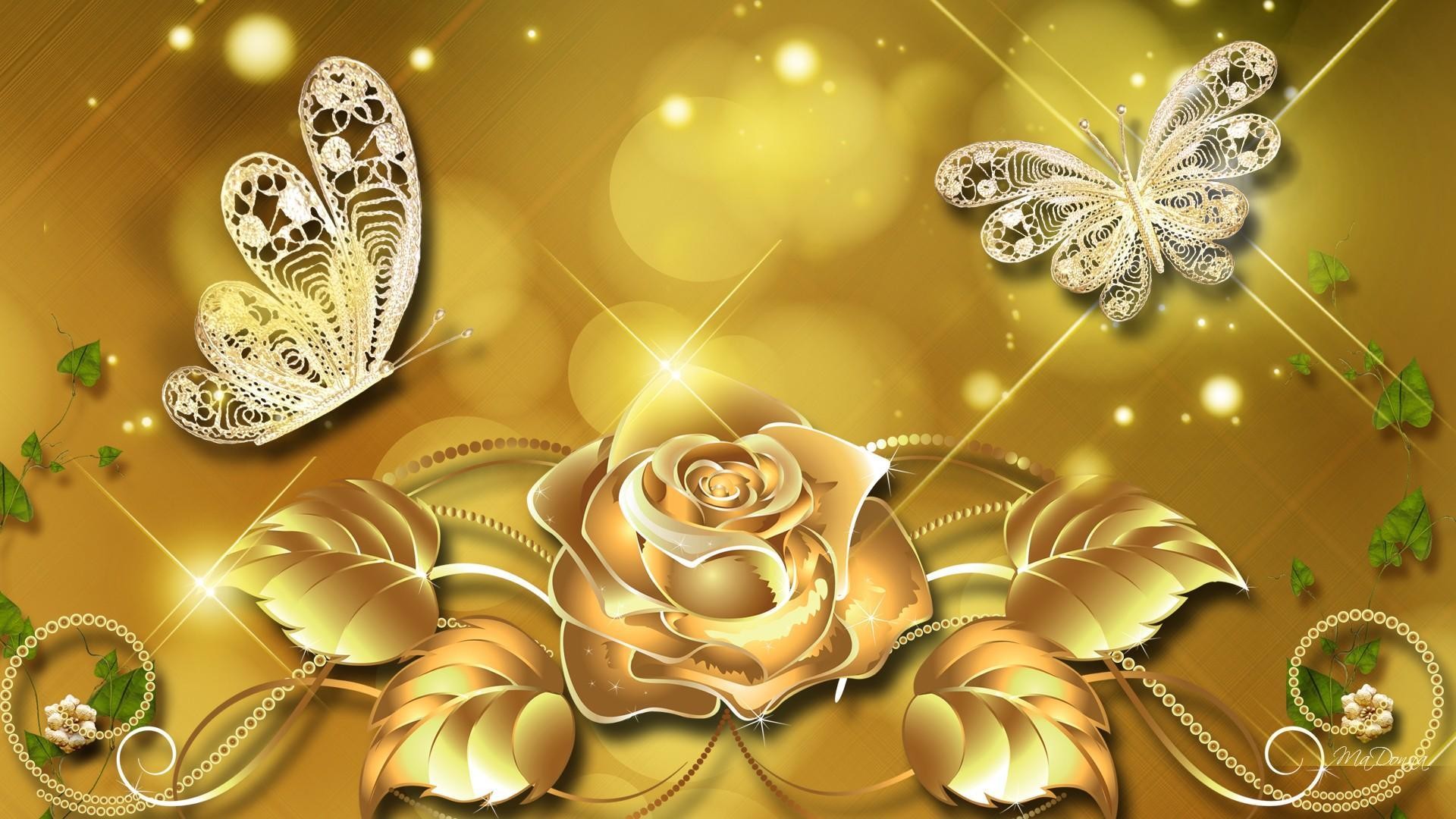 1920x1080, Gold Colour Wallpaper - Golden Rose Wallpaper Hd - HD Wallpaper 