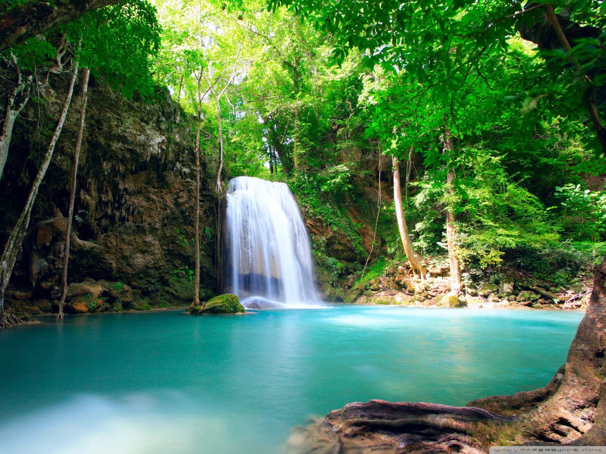 Wallbin Forest Falls Summer Wallpaper - Erawan National Park - HD Wallpaper 