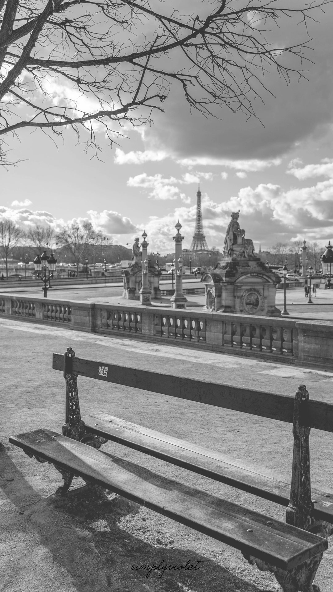 Eiffel Tower Black And White Phone Wallpaper - Monochrome - HD Wallpaper 