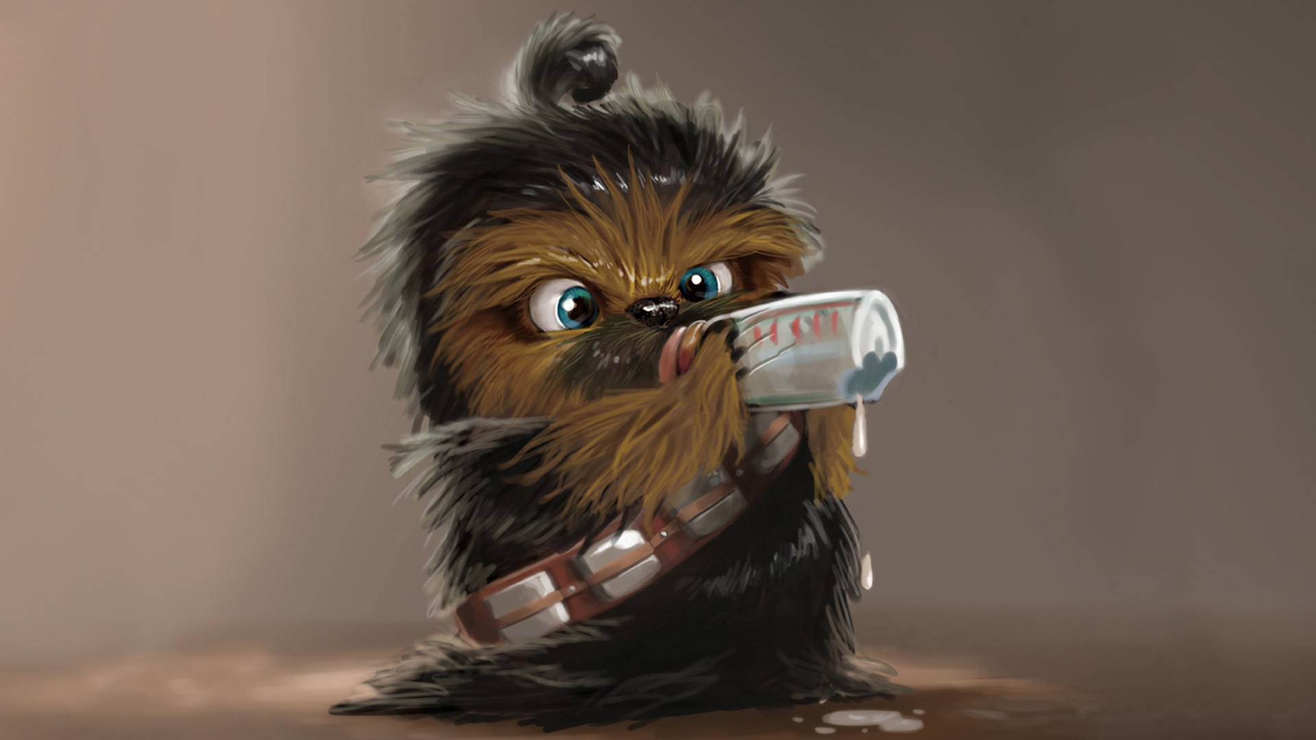 Wallpaper Star Wars, Chewbacca, Drink, Baby - Star Wars Chewbacca - HD Wallpaper 