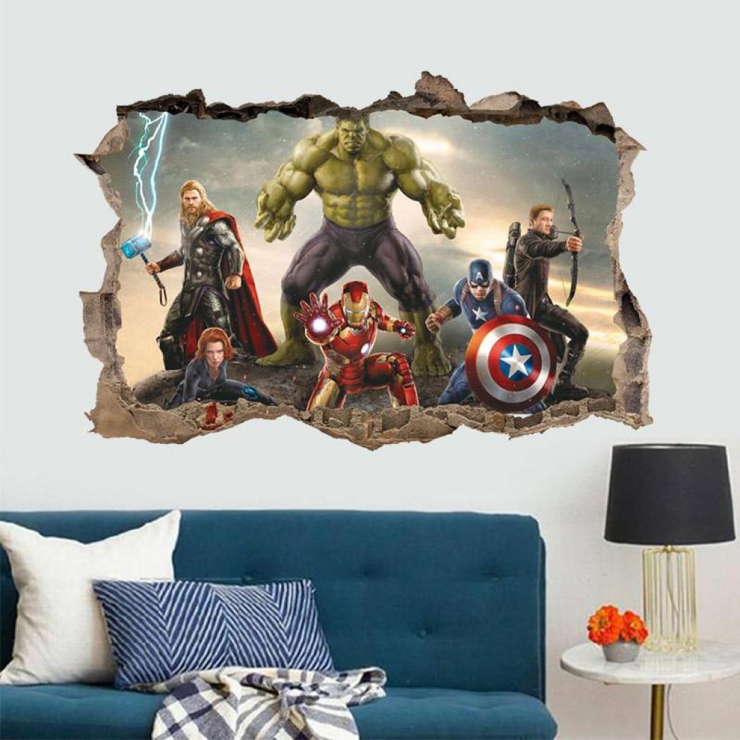 Senarai Harga 3d Broken The Avengers Superhero Home - Avengers Bedroom Wall Stickers - HD Wallpaper 
