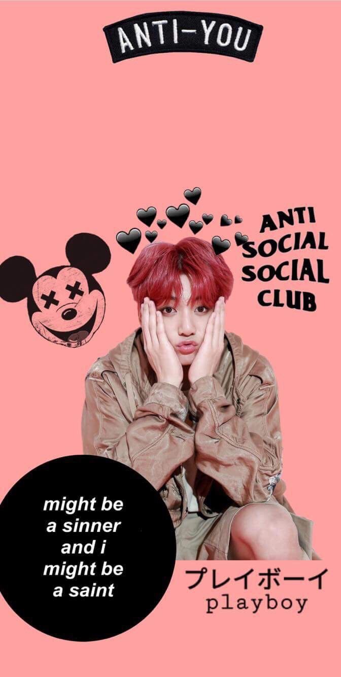 #jeonjungkook #bts #peach #black #aesthetic #wallpaper - Bts Anti Social Social Club - HD Wallpaper 