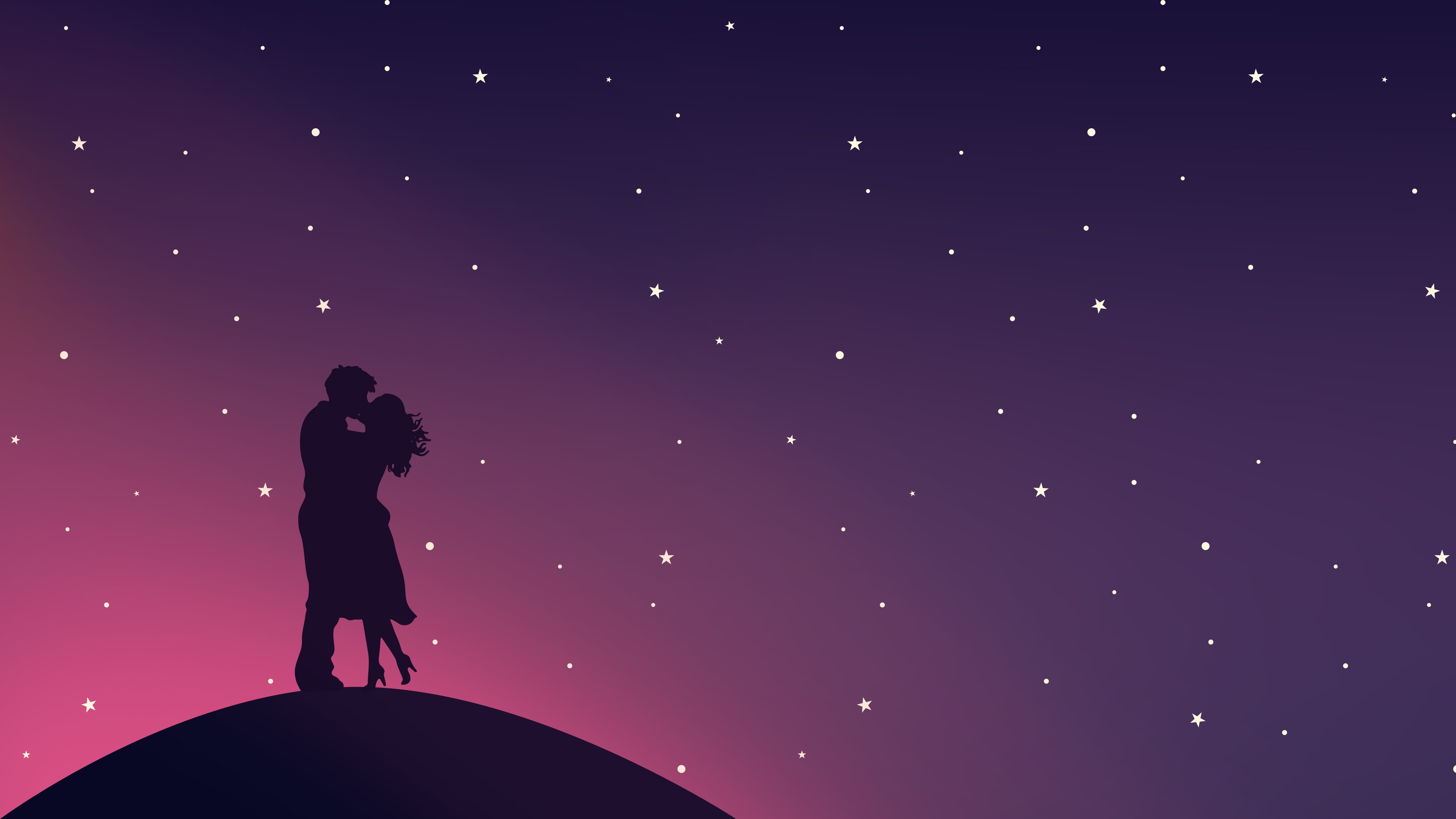 Couple Kissing Under Stars - HD Wallpaper 