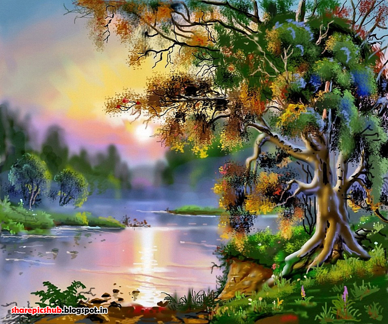 3d Nature Wallpaper For Mobile Phone-3 - Wonderful Paintings Of Nature - HD Wallpaper 