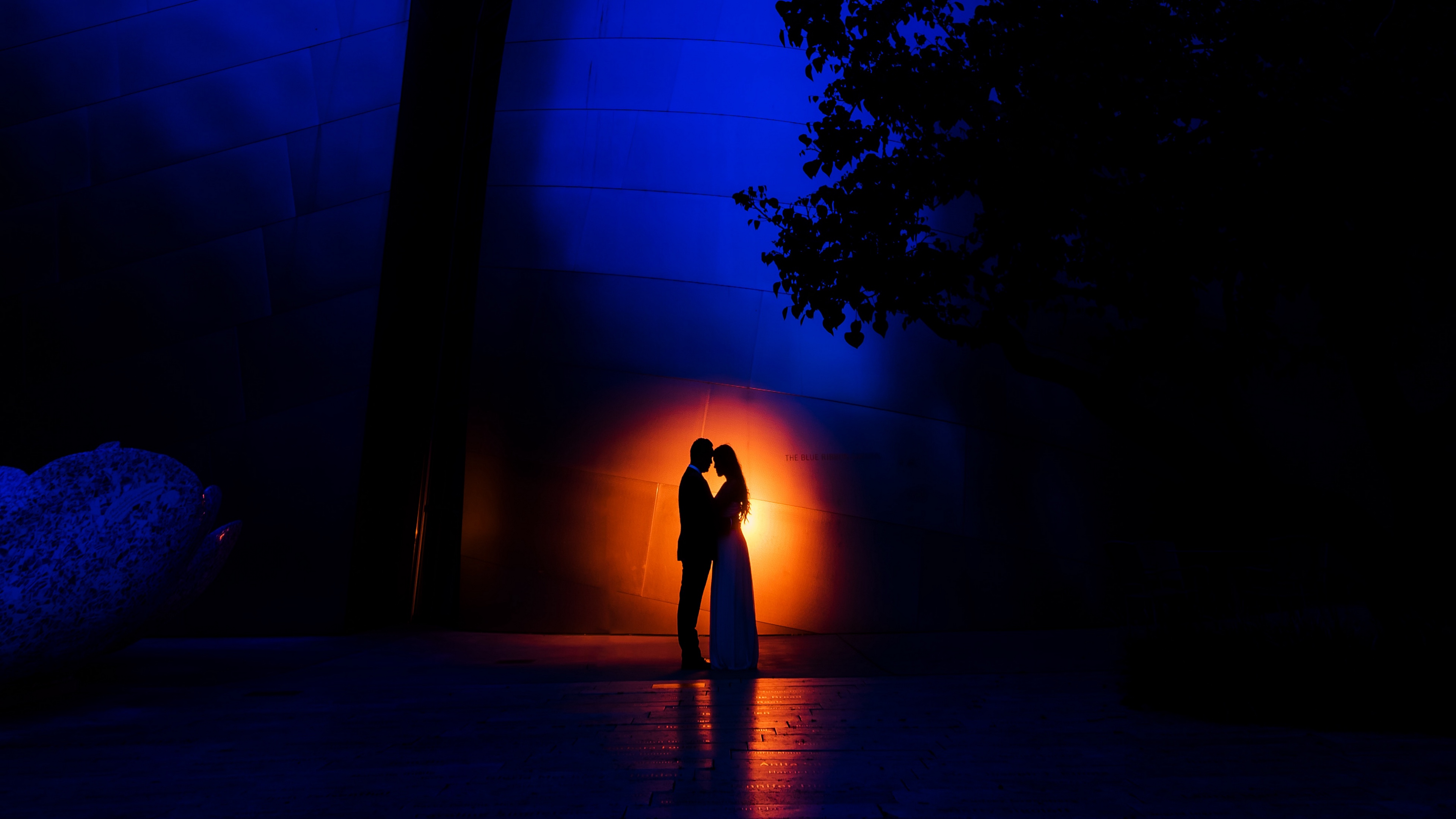 Wallpaper Couple, Silhouettes, Love, Romance, Night - Love - HD Wallpaper 