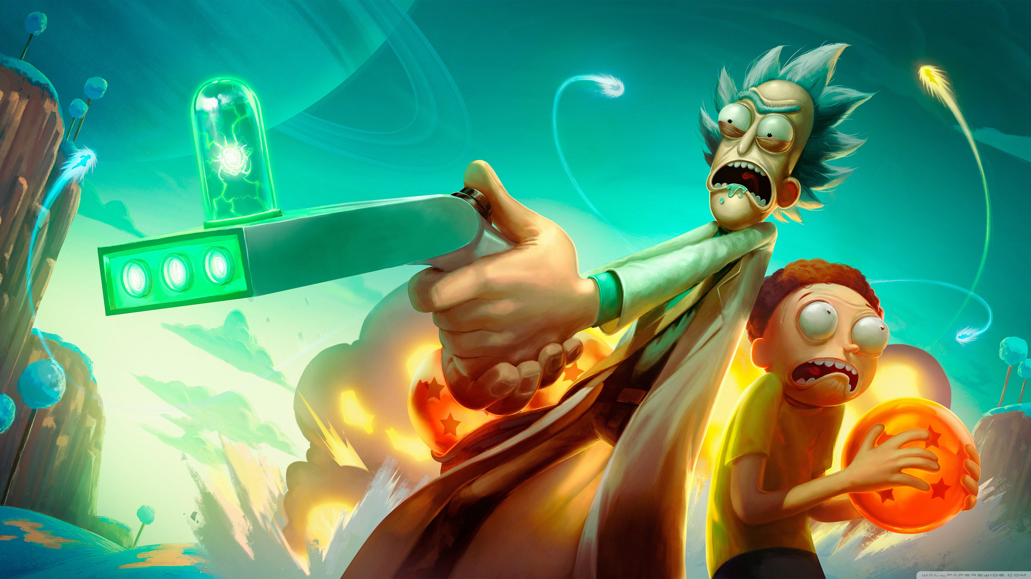 Rick And Morty Dragon Ball Z - HD Wallpaper 