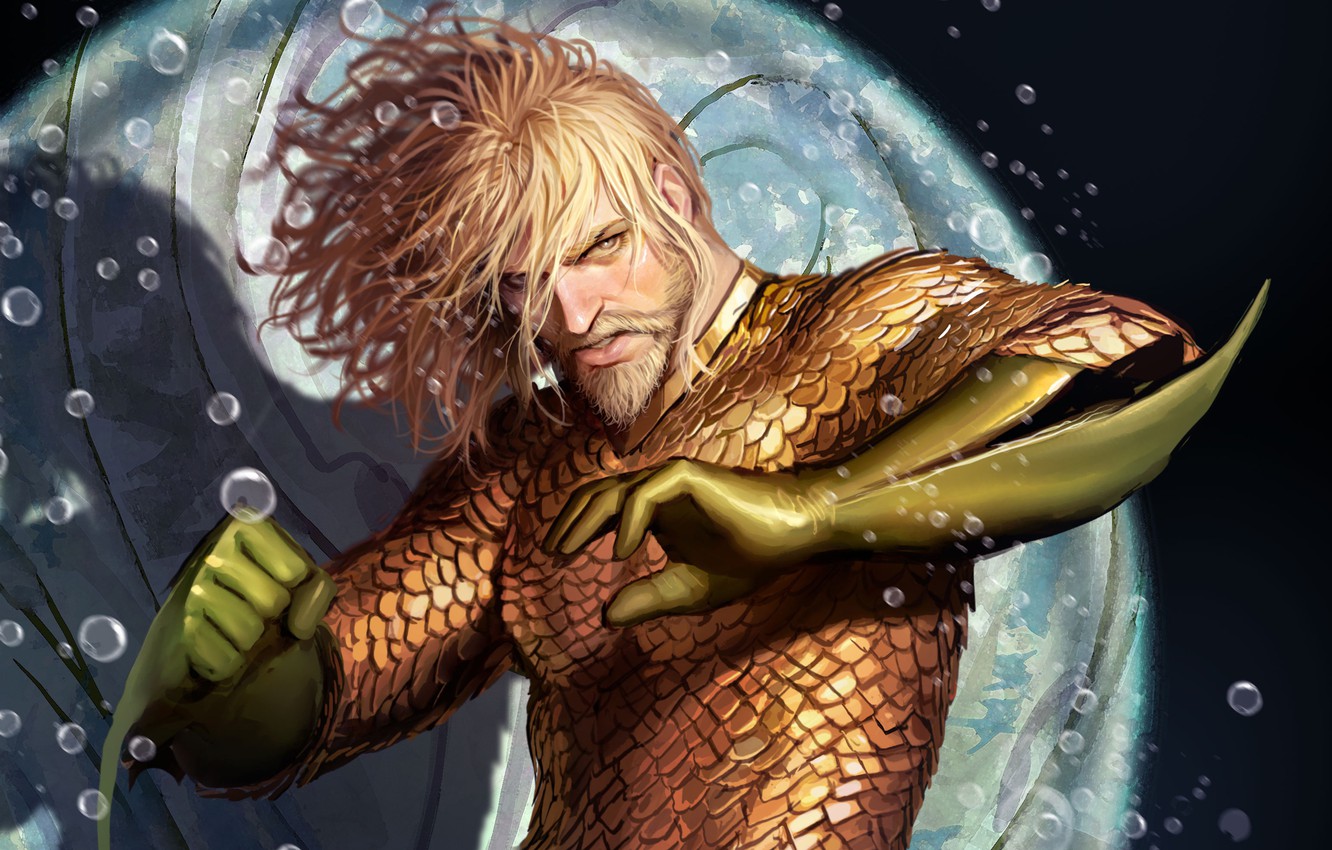 Photo Wallpaper Water, Figure, Hair, Costume, Hero, - Aquaman Artwork - HD Wallpaper 