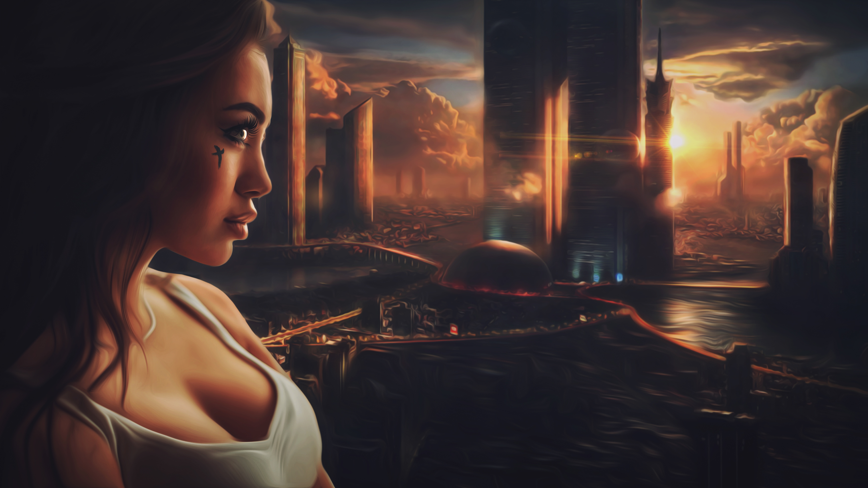 4k Wallpaper Pc Girl - HD Wallpaper 