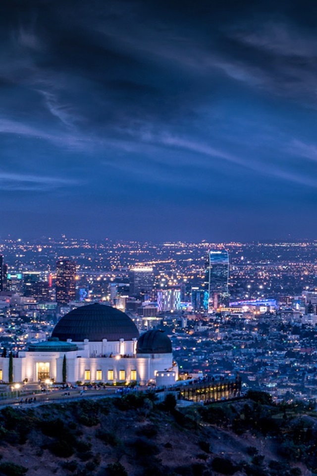 Iphone Wallpaper Cityscape, Night, Storm, Lights, Griffith - Griffith Observatory Hd - HD Wallpaper 