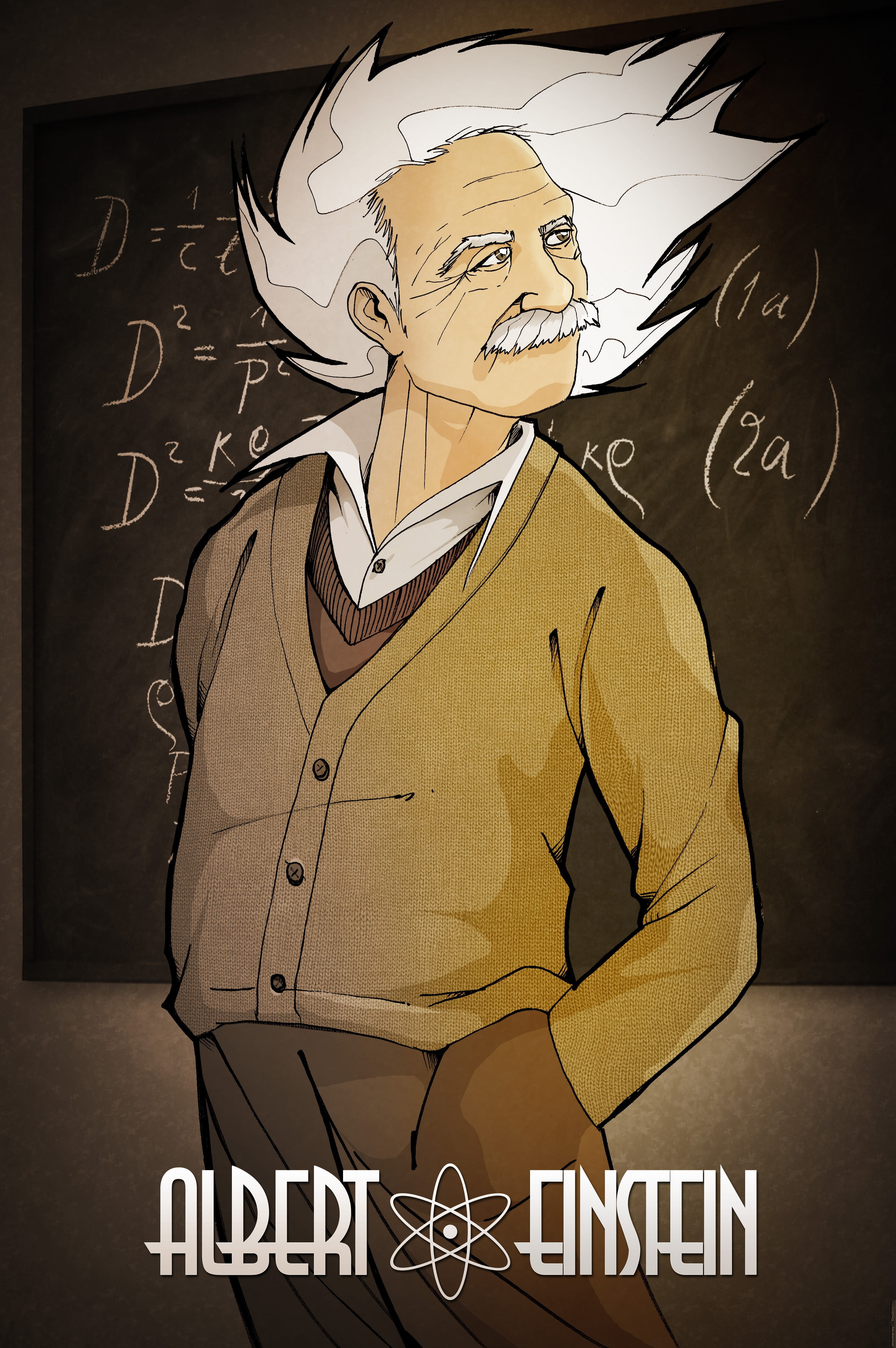 Anime Albert Einstein - HD Wallpaper 