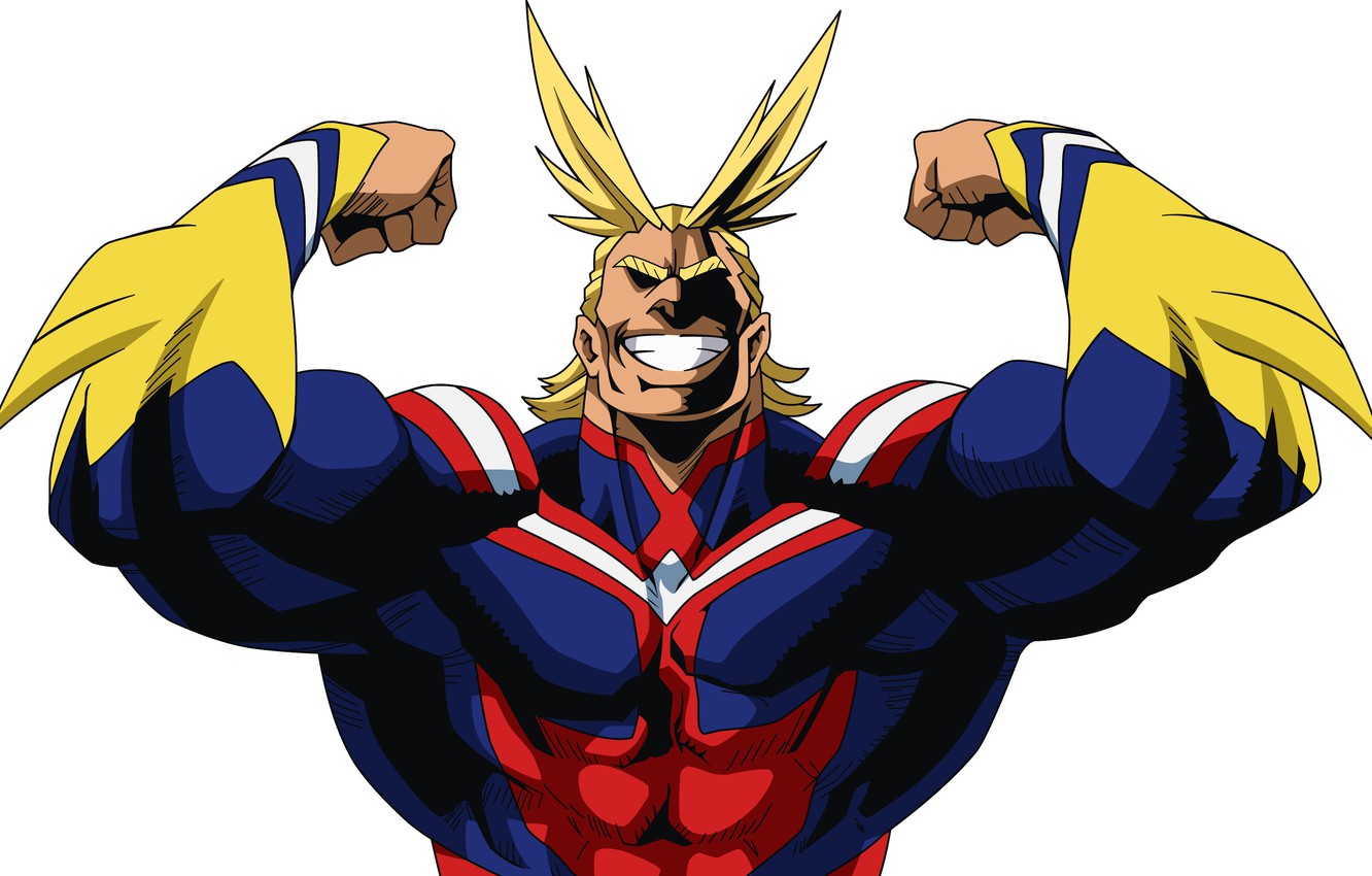 Photo Wallpaper Smile Anime Blonde Hero Pose Manga My Hero Academia All Might 1332x850 Wallpaper Teahub Io