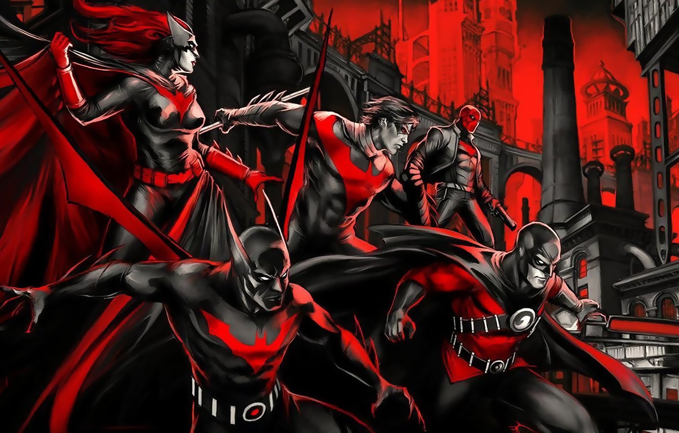 Photo Wallpaper Red, Red, Comics, Batwoman, Gotham, - Batman Beyond Bat Family - HD Wallpaper 