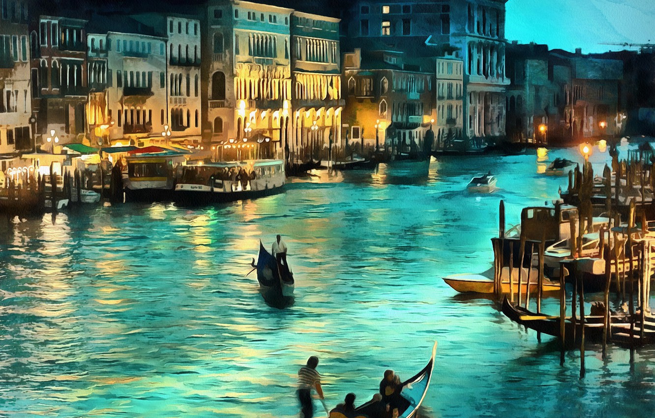 Photo Wallpaper Figure, Picture, Italy, Venice, Italy, - Grand Canal - HD Wallpaper 