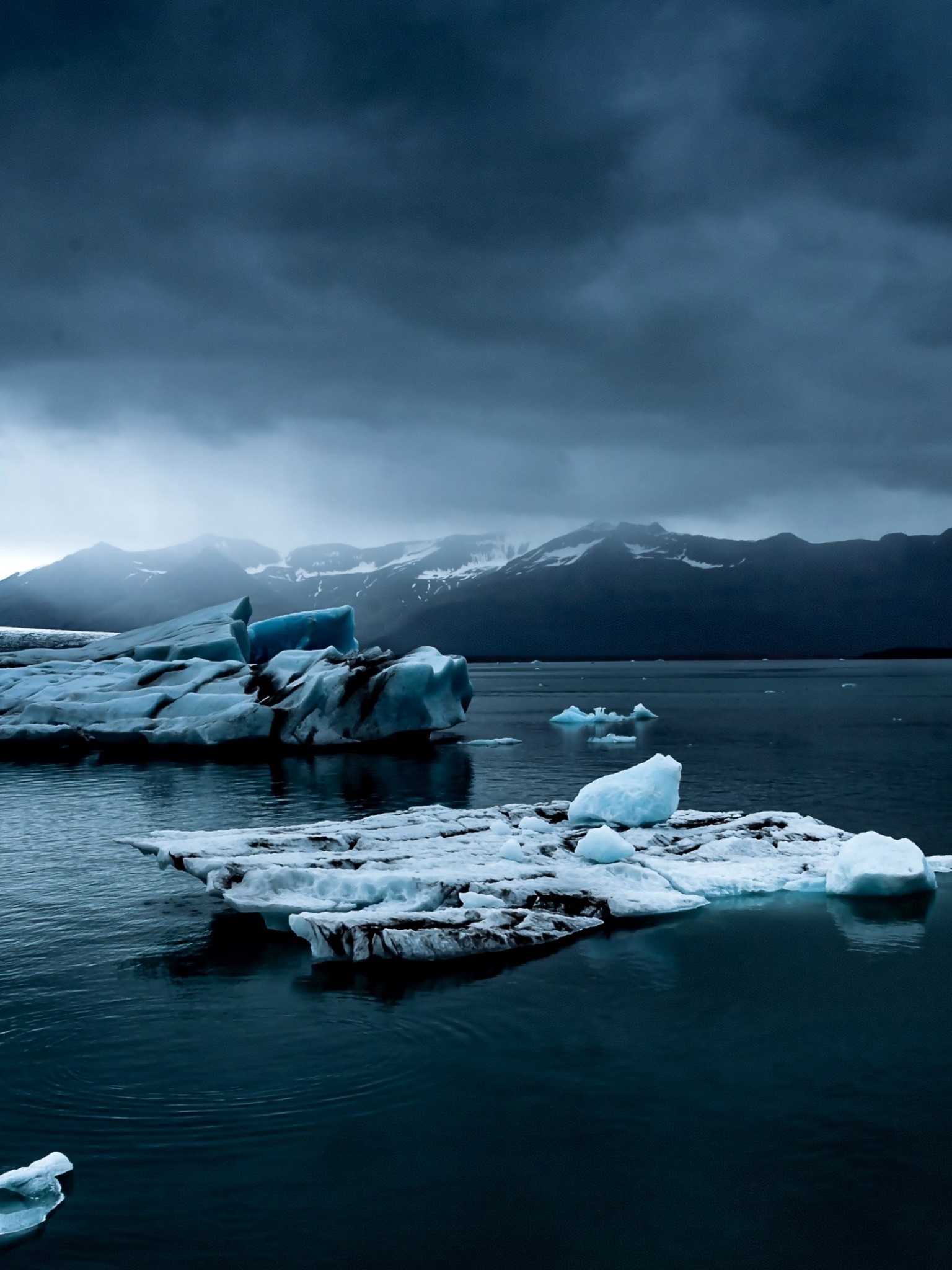 Iceland, Iceberg, Dark Clouds - Far Away From Home Quote - HD Wallpaper 