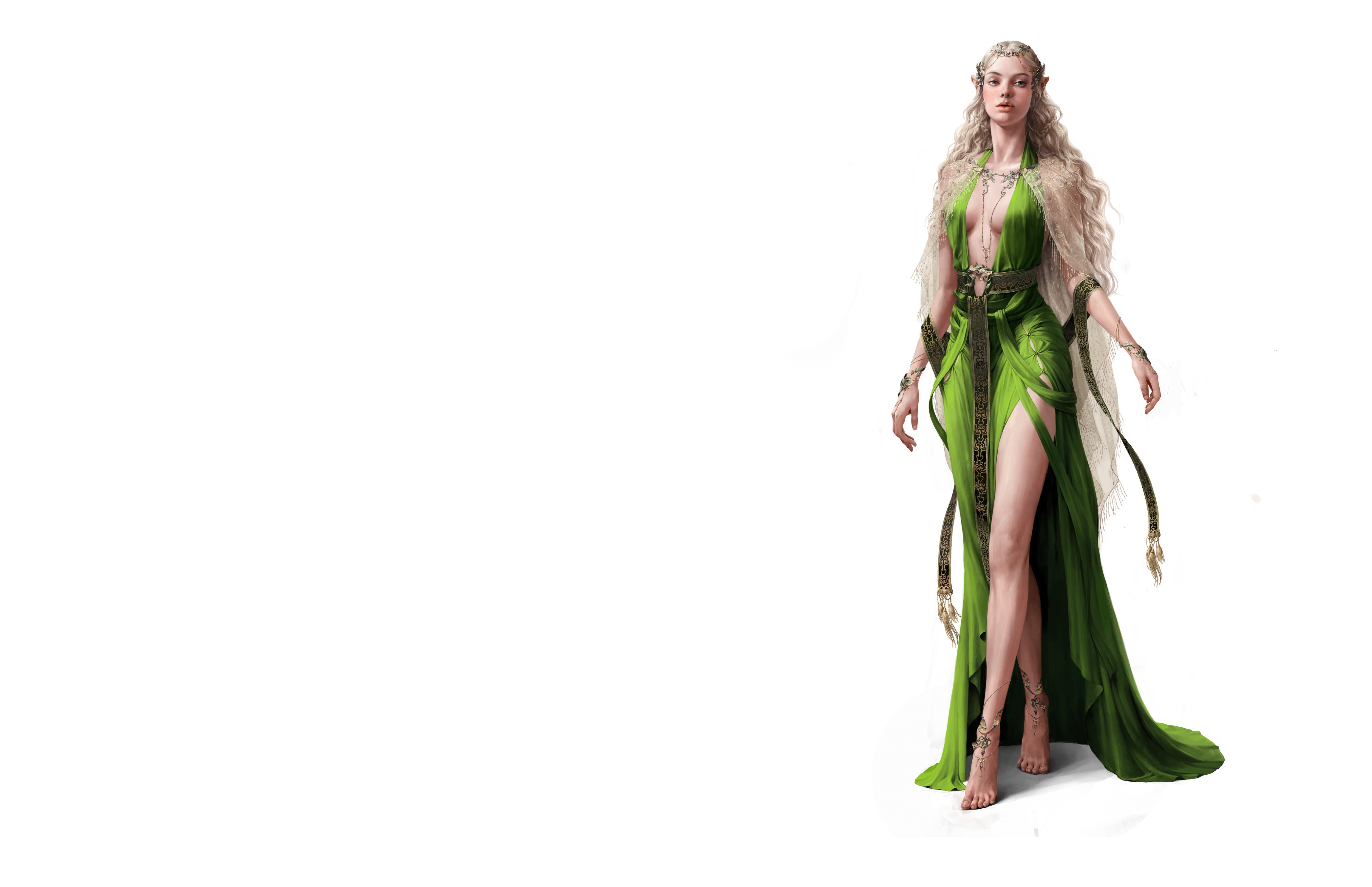 Green Elf Dress Princess - HD Wallpaper 