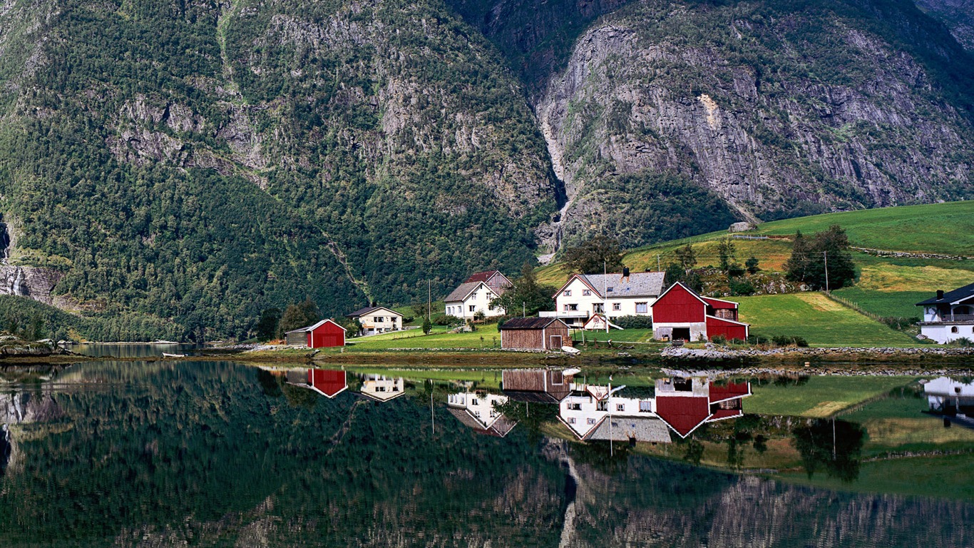 Norway Village Lake Reflection-europe Travel Pphotography - Oslo Romantic Places - HD Wallpaper 