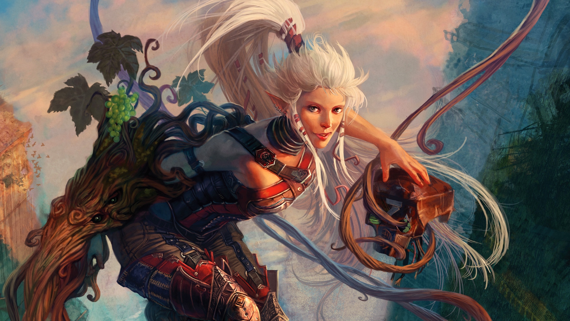 Wallpaper Dominance War, Girl, Warrior, Elf - White Hair Elf Art - HD Wallpaper 