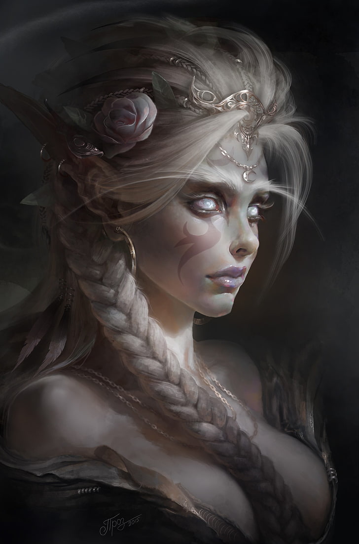 Elf Portrait Painting, Fantasy Art, Elves, Women, Dmitry White